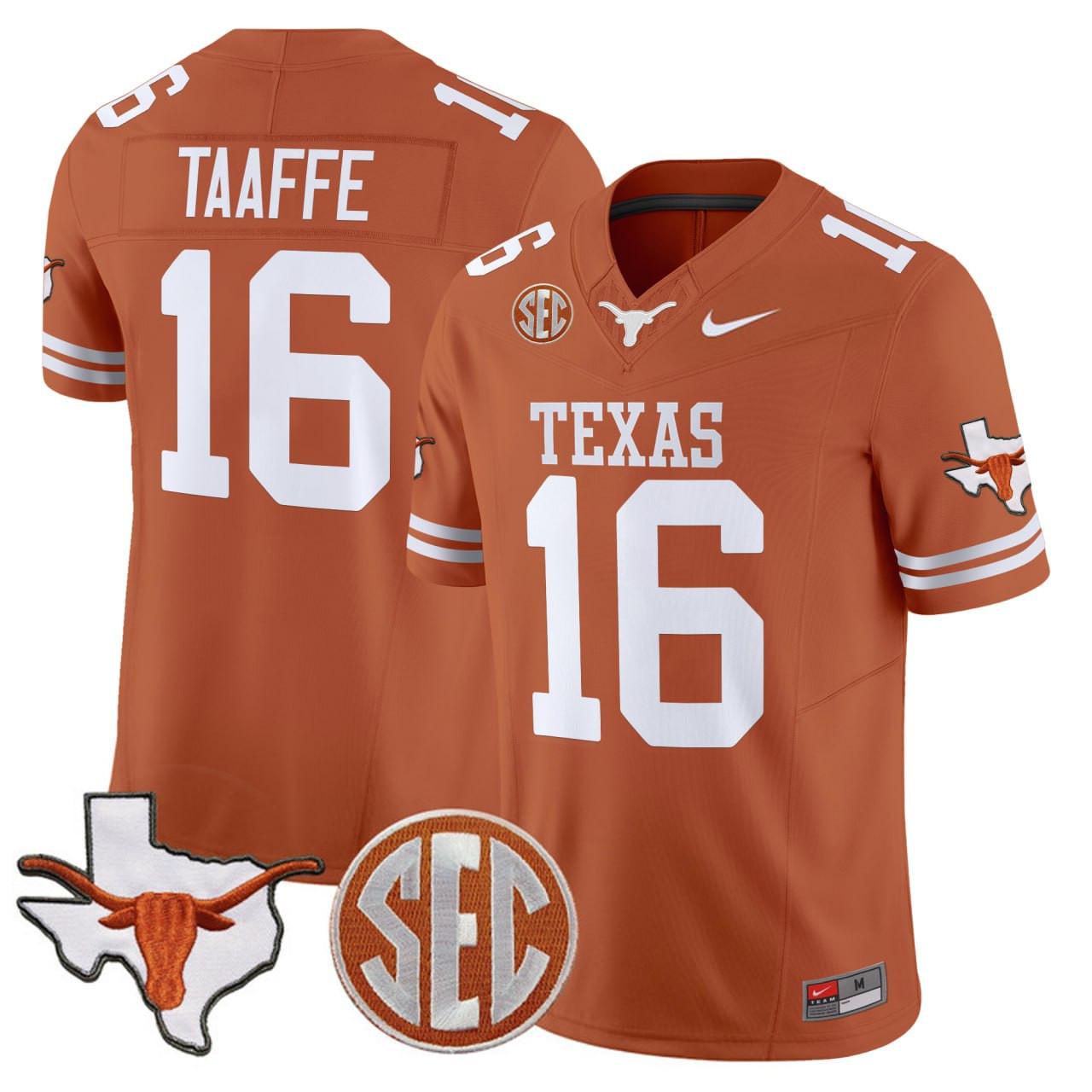 #16 Michael Taaffe Texas Longhorns Orange Jersey  All Stitched