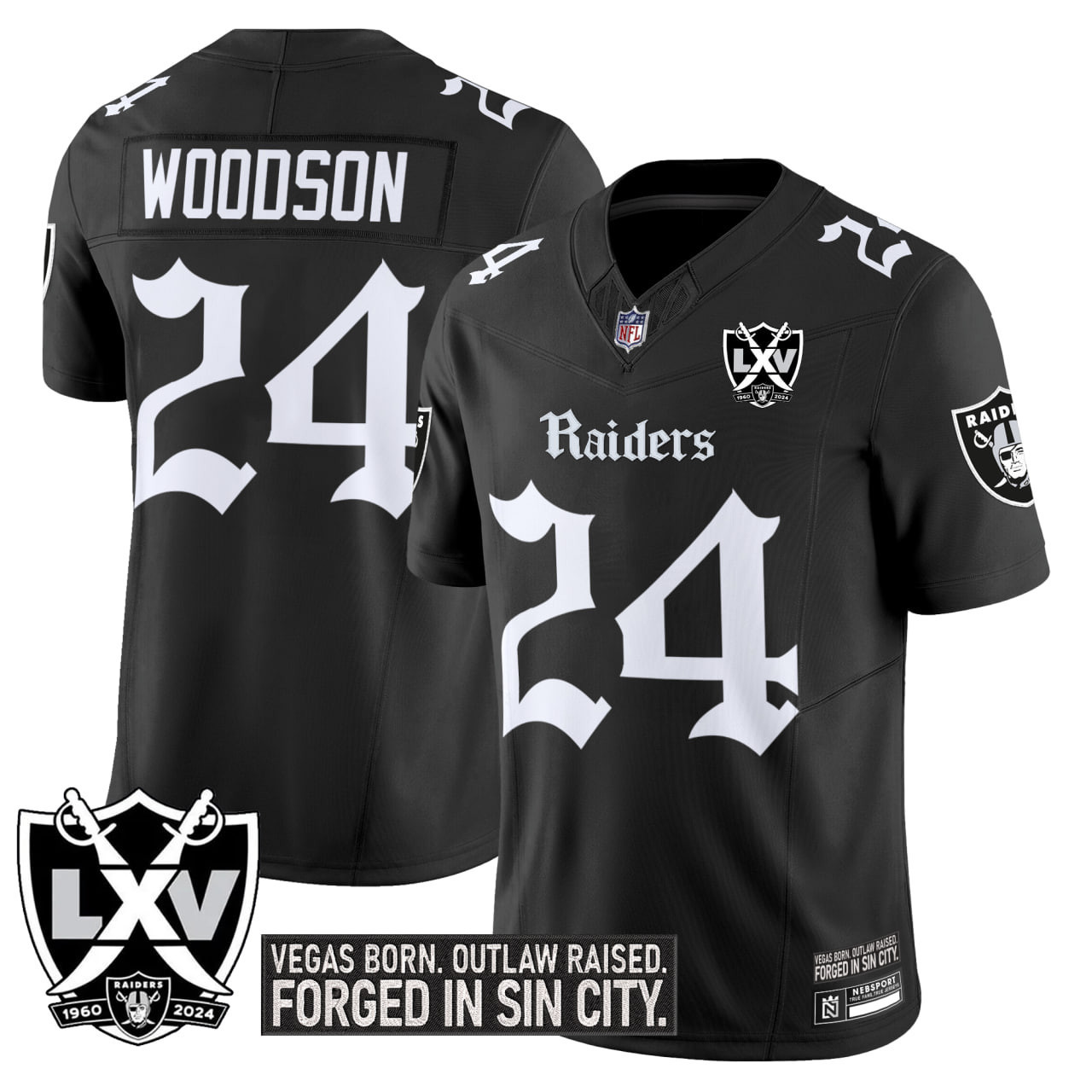 #24 Woodson Las Vegas Raiders Gothic Sin City Shadows Edition Vapor Limited Jersey  All Stitched