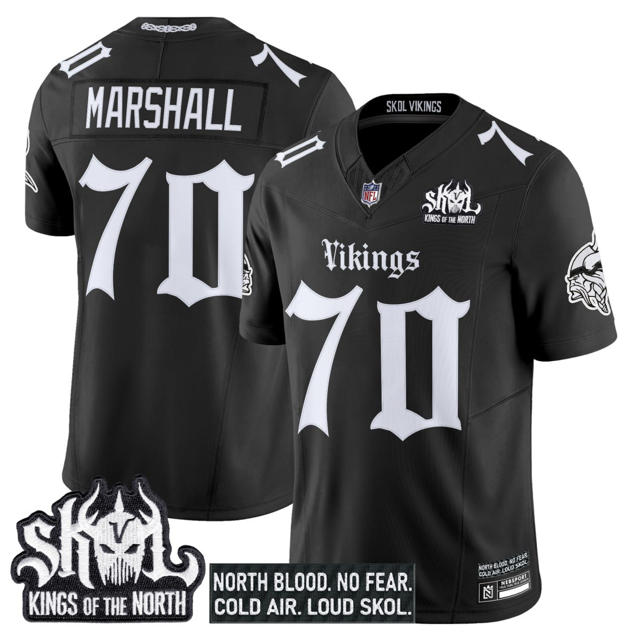 #70 Marshall Minnesota Vikings Gothic Norseblood Edition Vapor Limited Jersey  All Stitched
