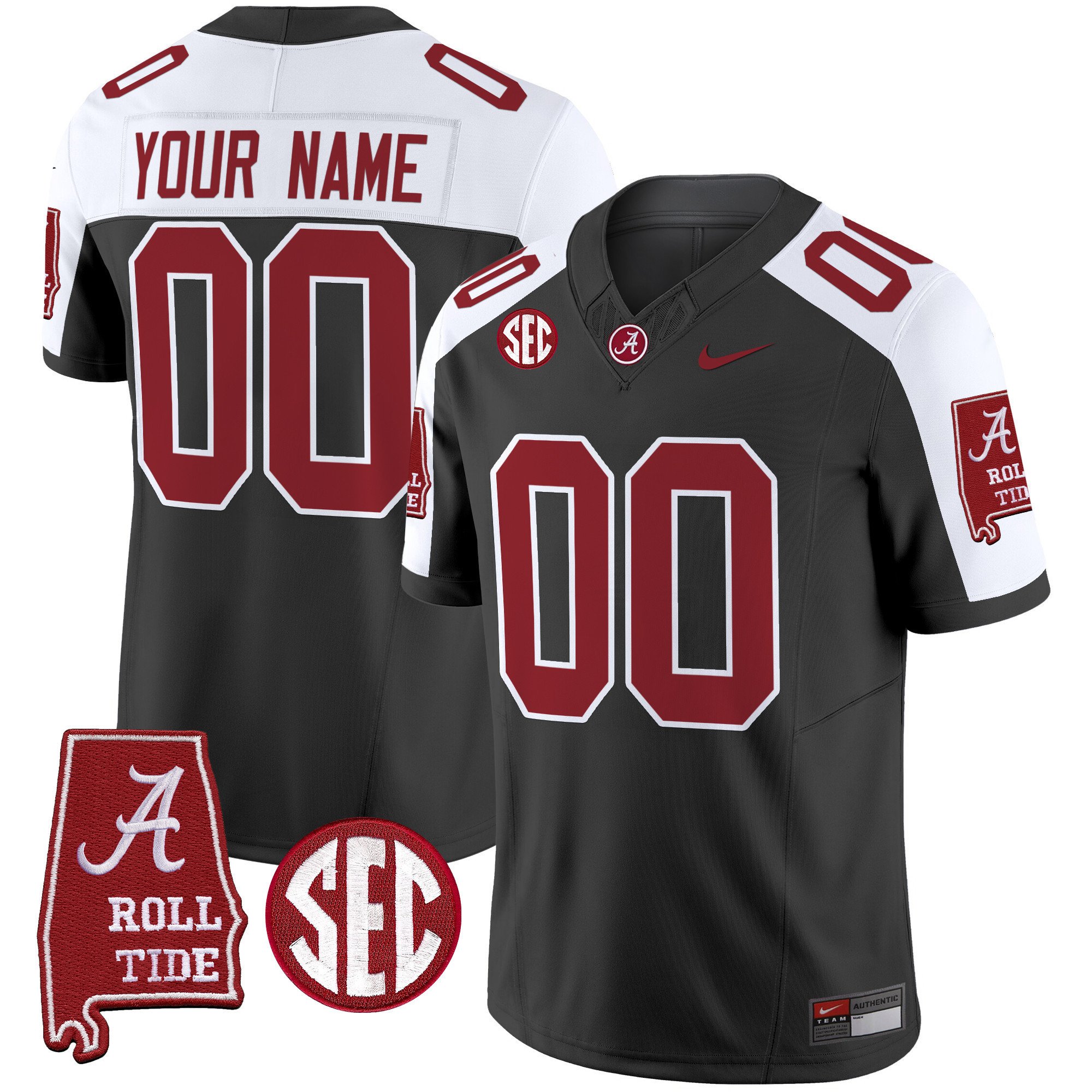 Alabama Crimson Tide Vapor Limited Custom Jersey V3 Alabama Map All Stitched