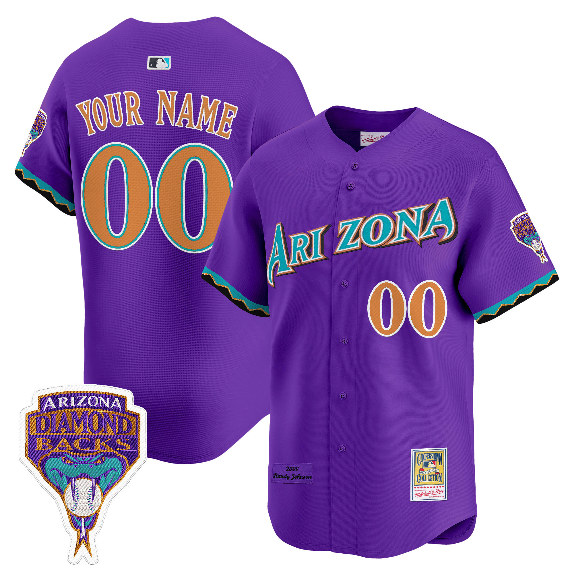 Arizona Diamondbacks Randy Johnson Patch 2000 Cooperstown Throwback Custom Jersey  All Stitched