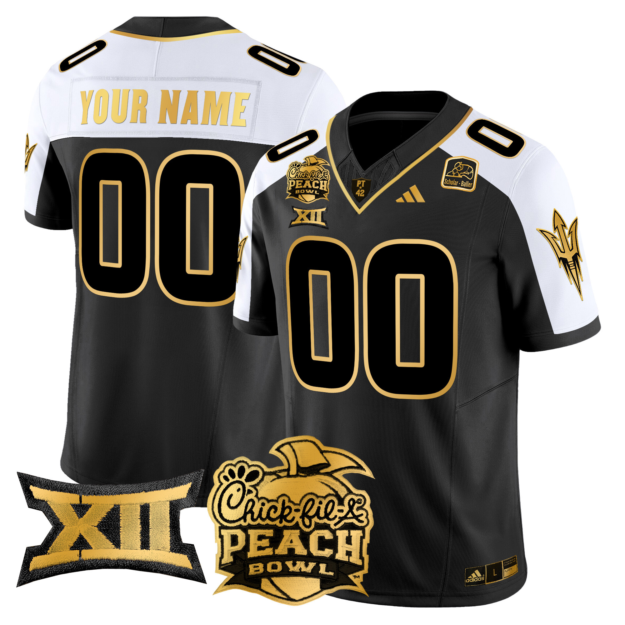Arizona State Sun Devils 2025 Peach Bowl Gold Vapor Limited Custom Jersey All Stitched