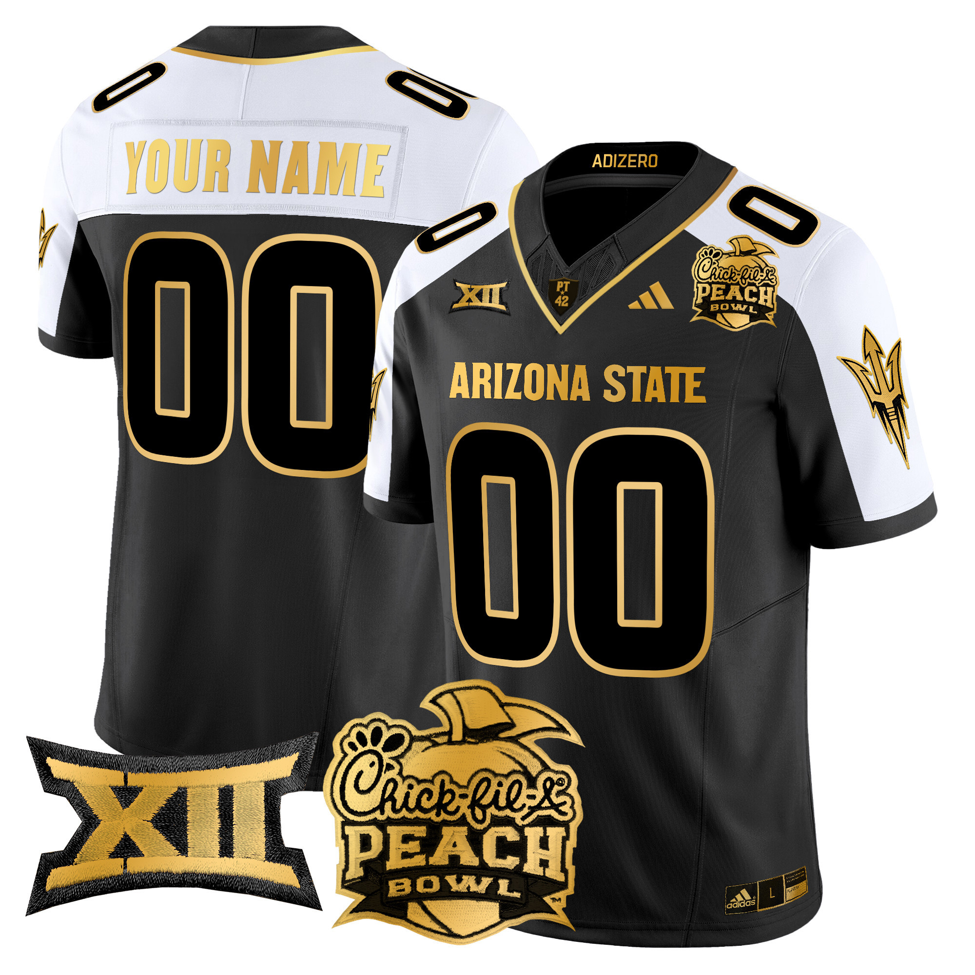 Arizona State Sun Devils 2025 Peach Bowl Gold Vapor Limited Custom Jersey V2 All Stitched