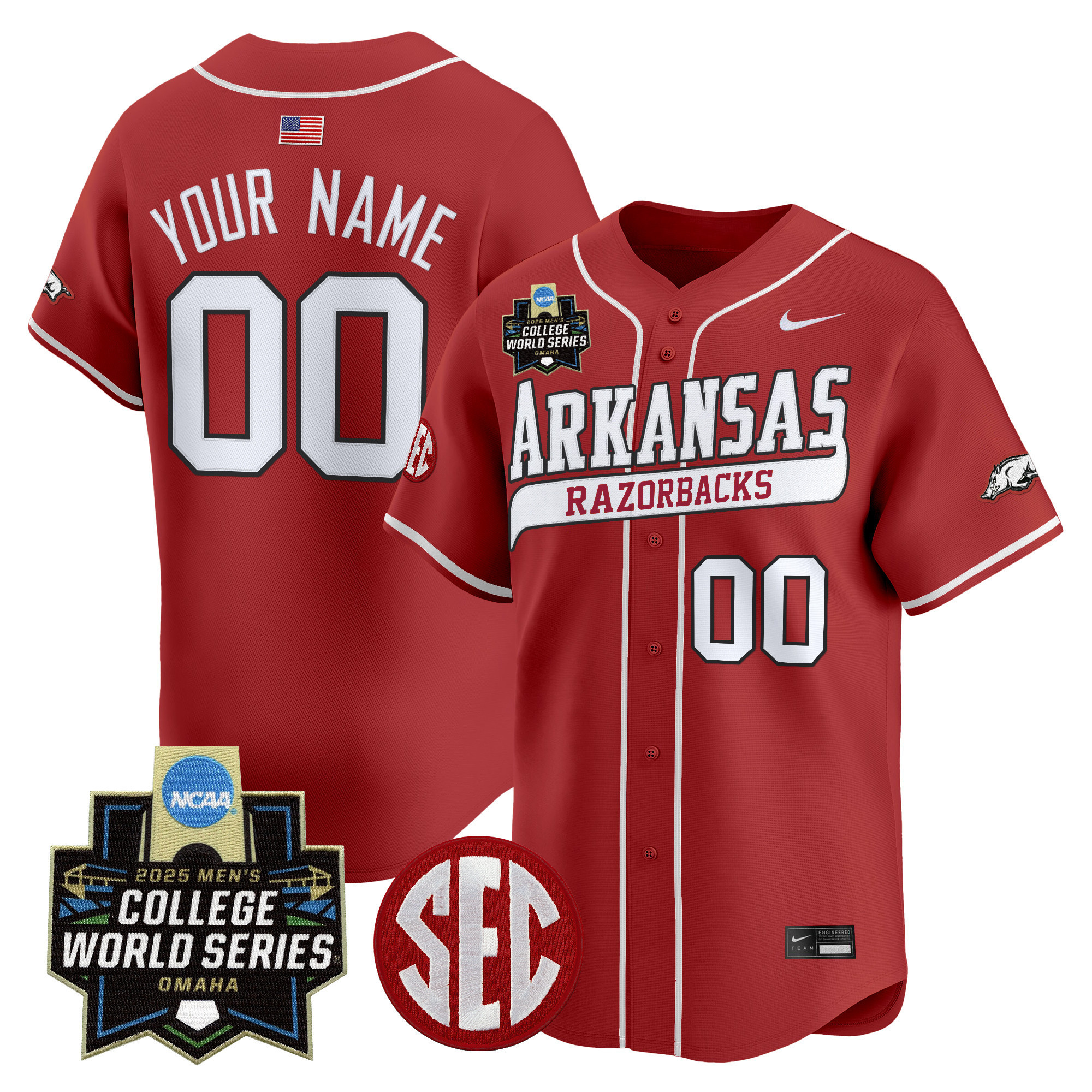 Arkansas Razorbacks 2025 World Series Vapor Premier Limited Custom Jersey  All Stitched