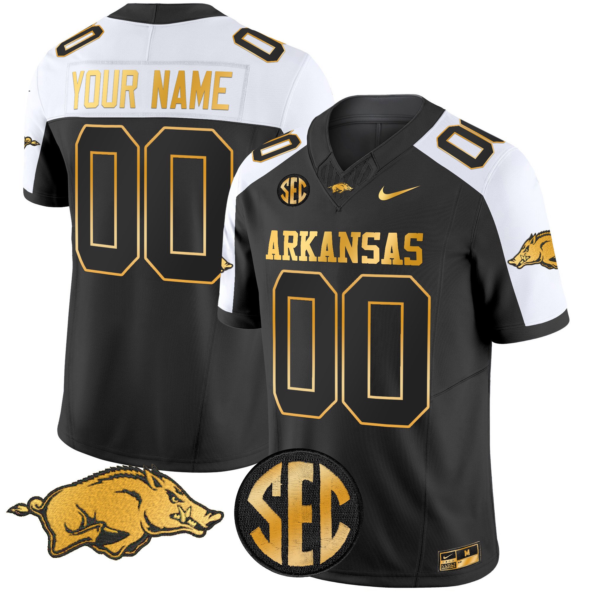 Arkansas Razorbacks Gold Vapor Limited Custom Jersey All Stitched