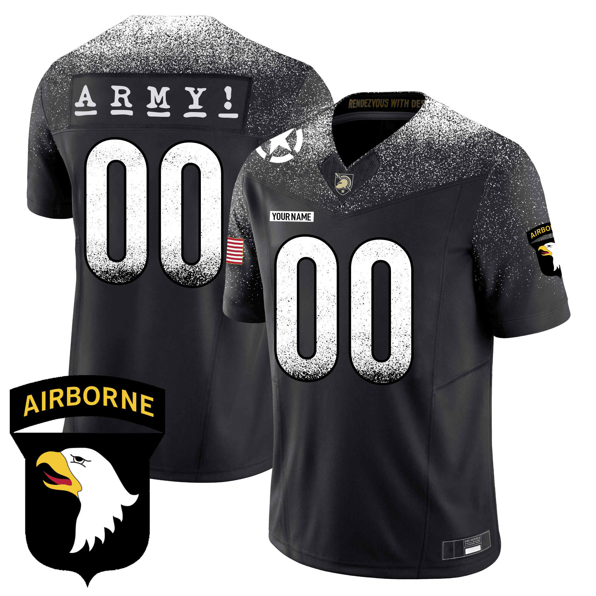 Army Black Knights 101st Airborne Division Patch Vapor Limited Custom Jersey All Stitched
