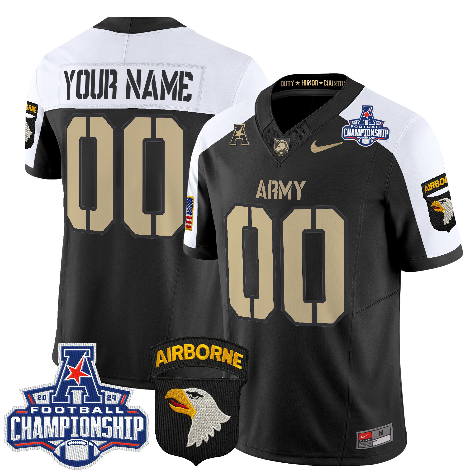 Army Black Knights 2024 AAC Championship Patch Vapor Limited Custom Jersey V3 All Stitched