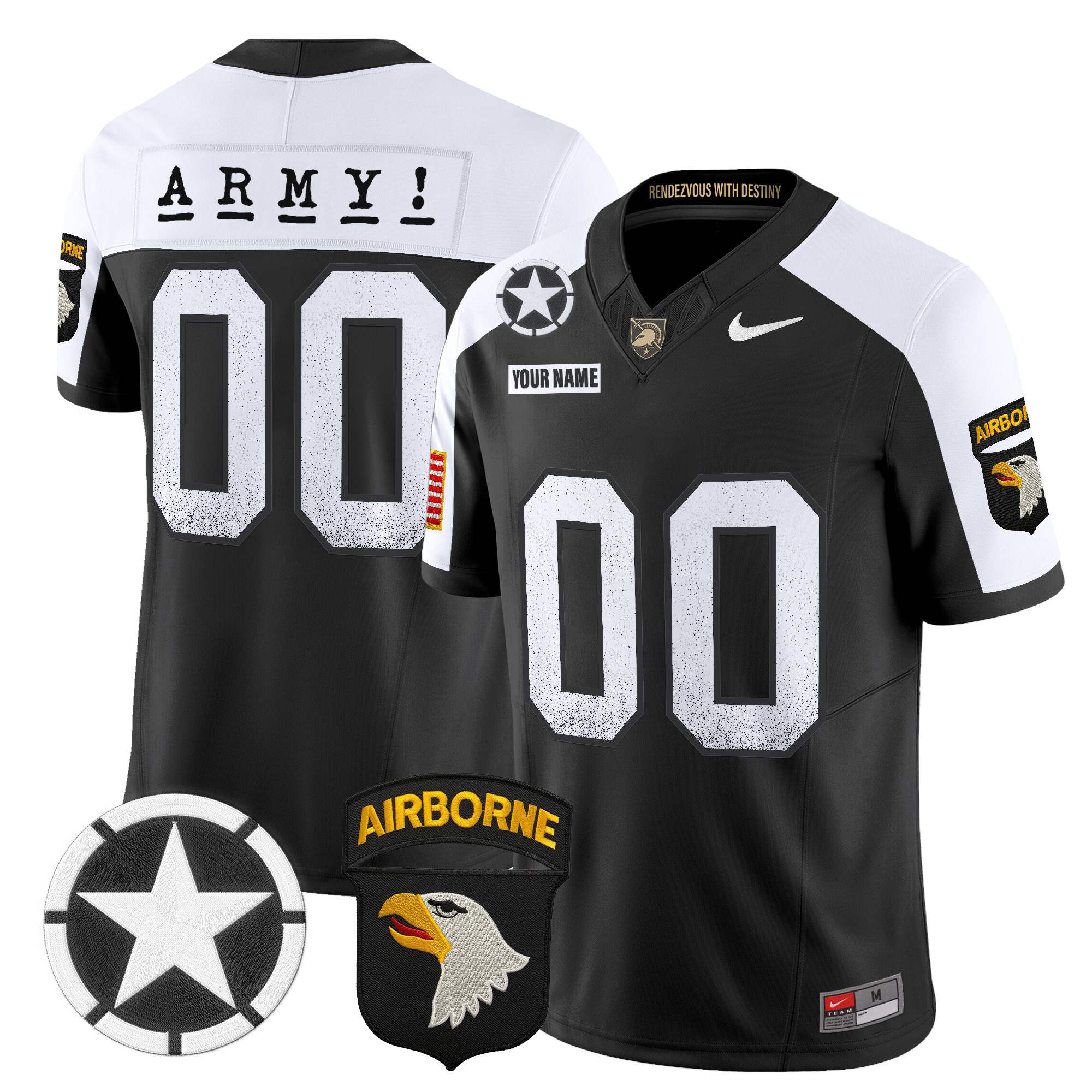 Army Black Knights 2025 Screaming Eagles Vapor Limited Custom Jersey  All Stitched
