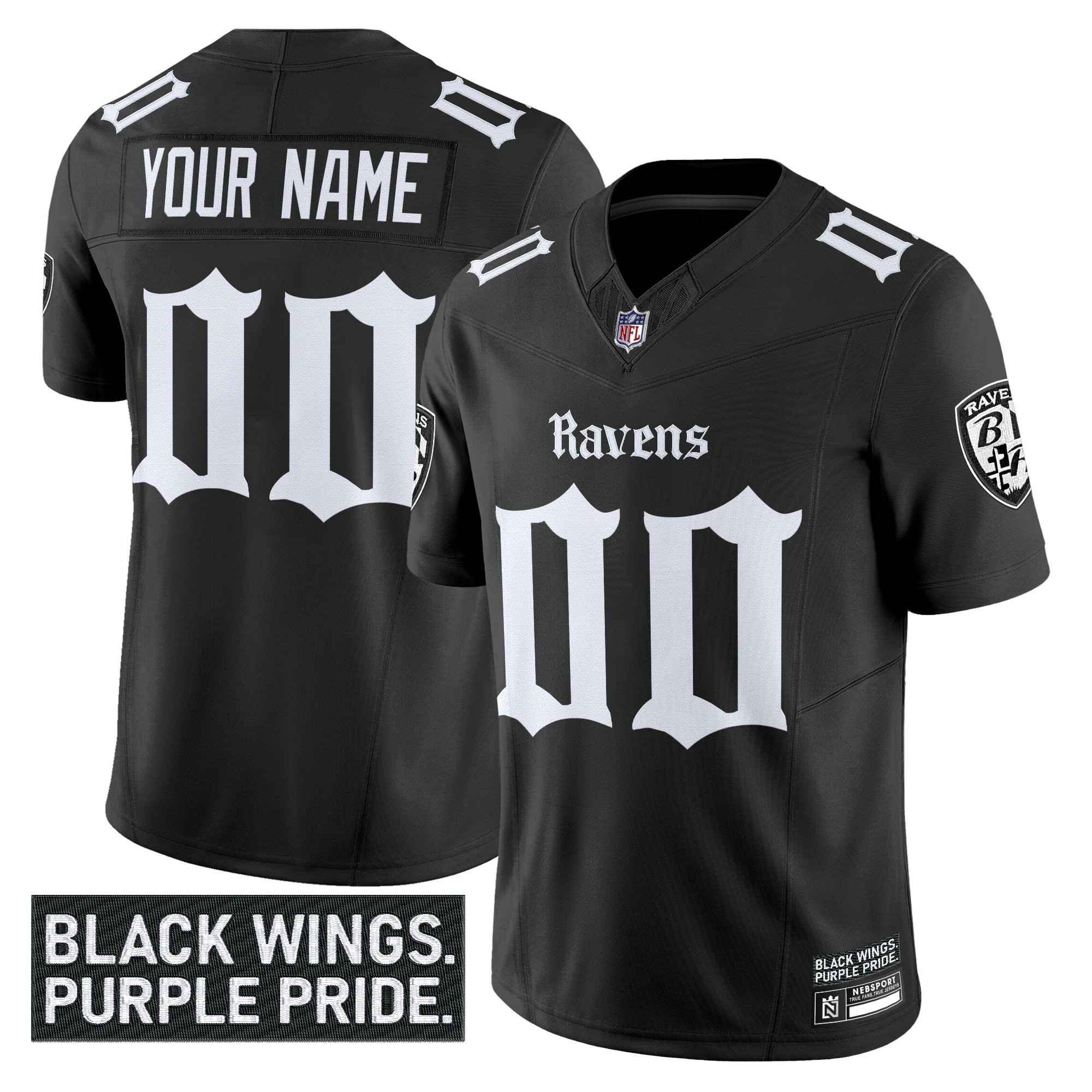 Baltimore Ravens Gothic Nevermore Edition Vapor Limited Custom Jersey  All Stitched
