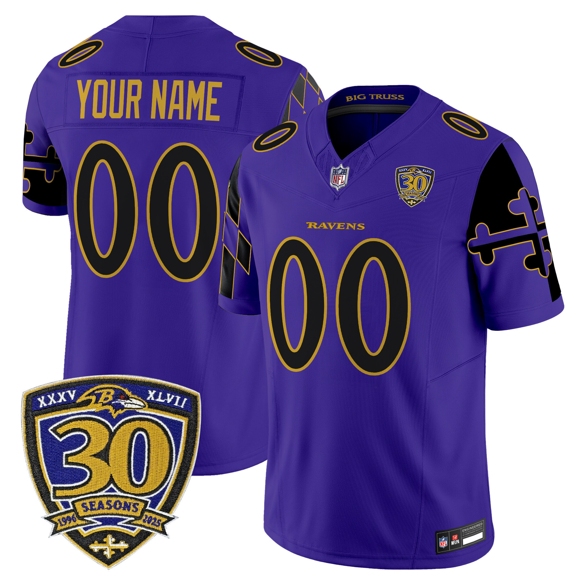 Baltimore Ravens Maryland Flag Edition Vapor Limited Custom Jersey  All Stitched