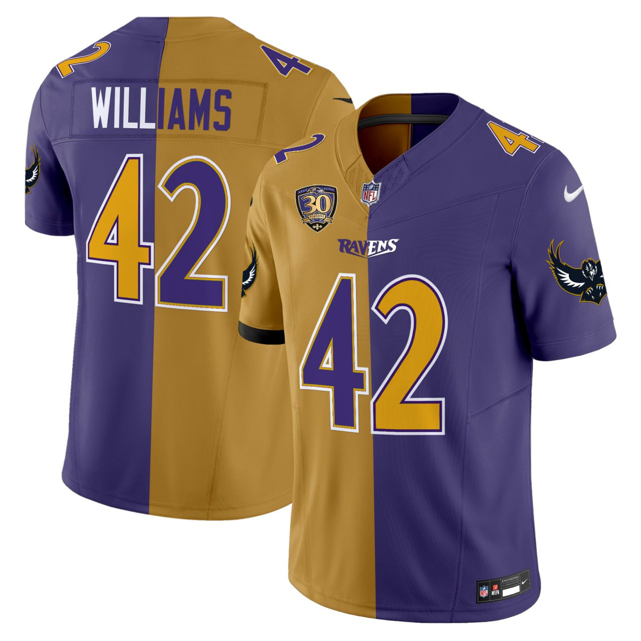 Baltimore Ravens Split Purple Gold Customized Jersey  All Stitched
