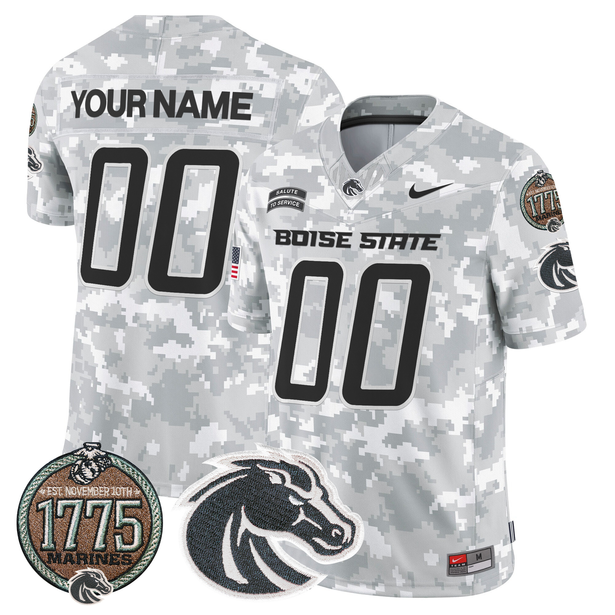 Boise State Broncos 2024 Salute to Service Establishment Year Patch Vapor Limited Custom Jersey All Stitched