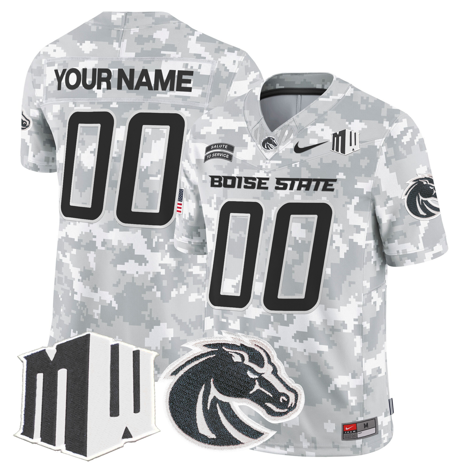 Boise State Broncos 2024 Salute to Service Vapor Limited Custom Jersey Arctic Camo All Stitched