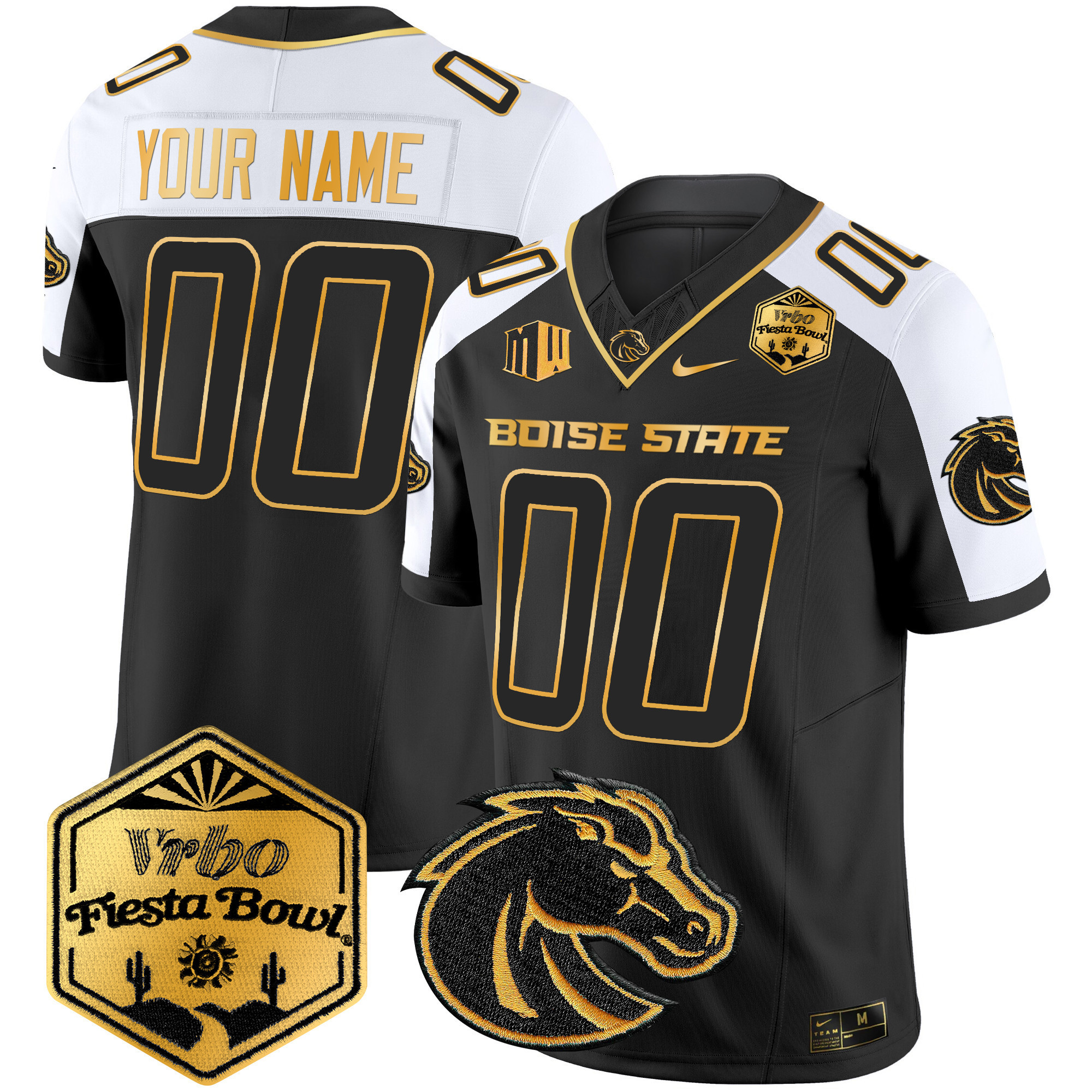 Boise State Broncos 2024 The Fiesta Bowl Patch Gold Vapor Limited Custom Jersey All Stitched