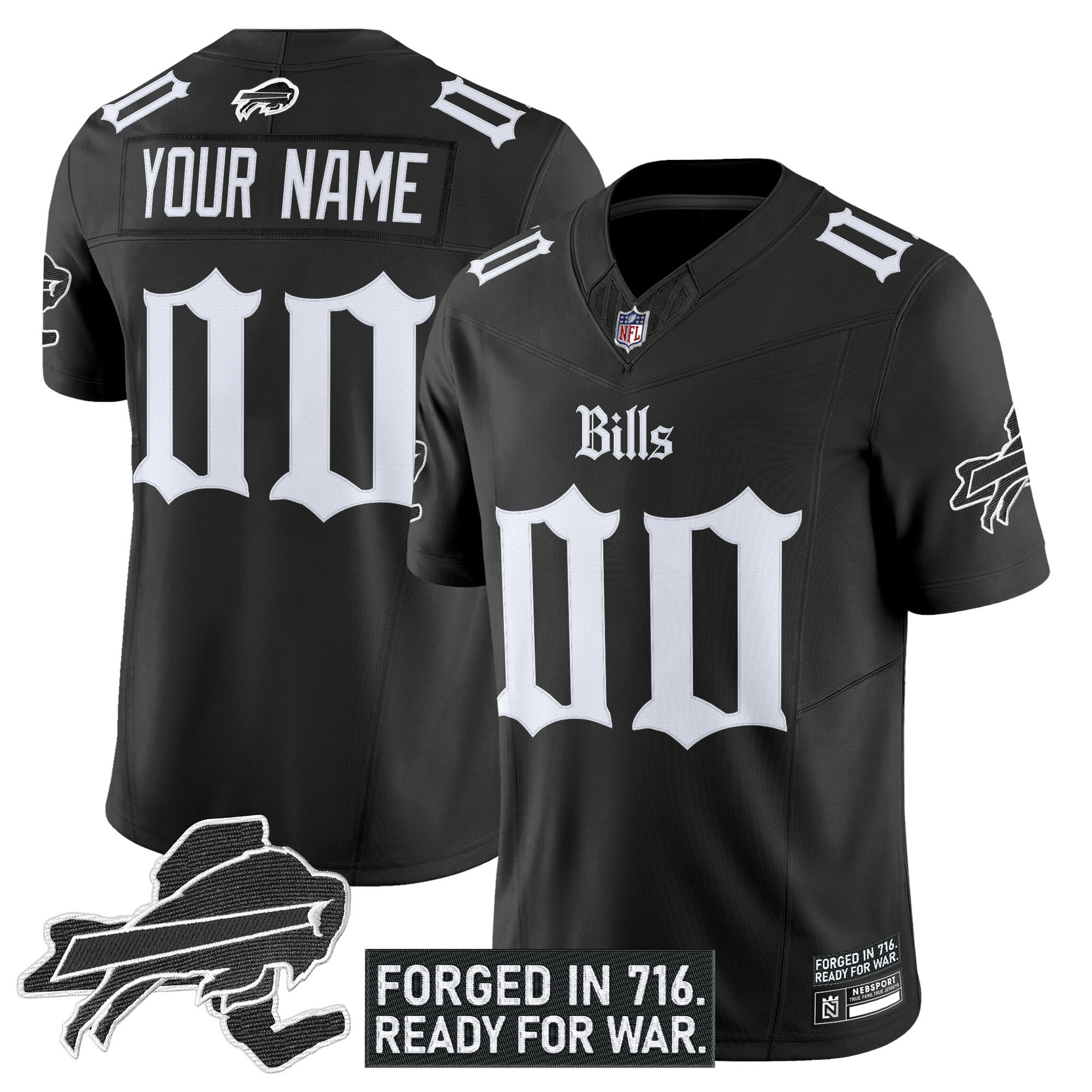Buffalo Bills Gothic Cold Front Edition Vapor Limited Custom Jersey  All Stitched