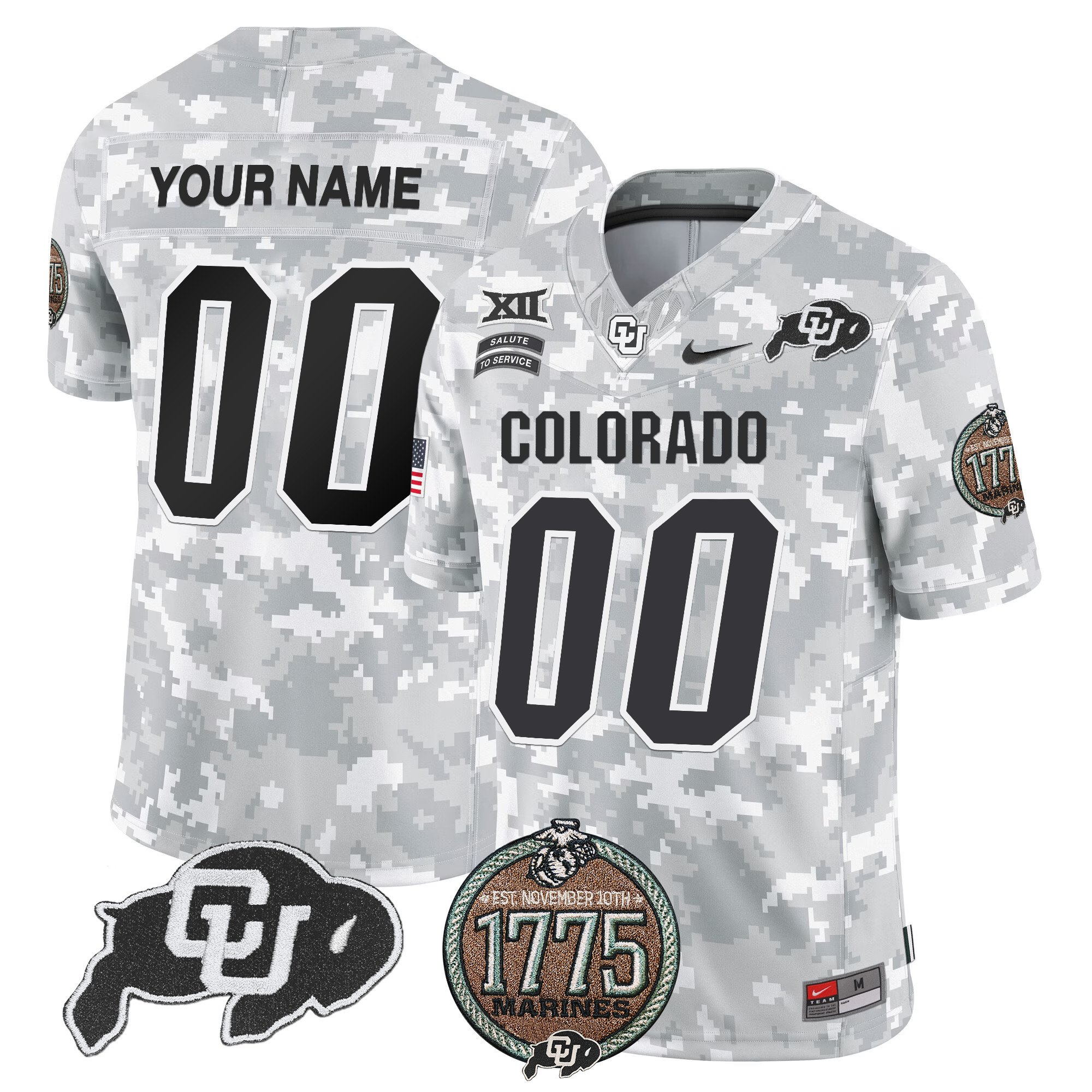 Buffaloes 2024 Salute to Service Establishment Year Patch Vapor Limited Custom Jersey All Stitched