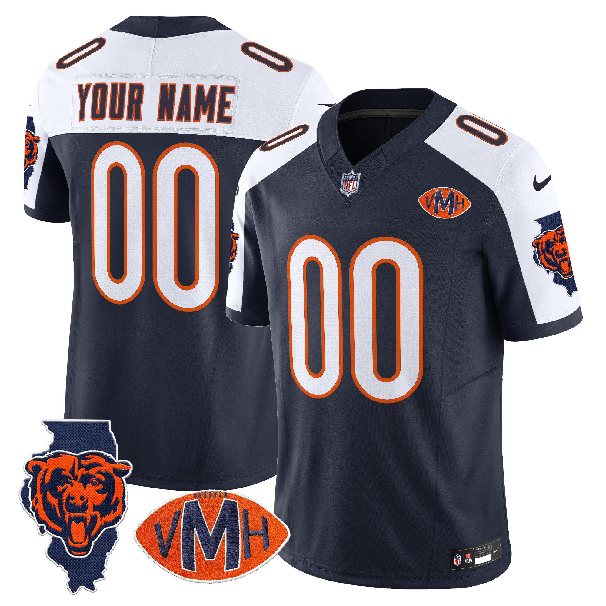 Chicago Bears Virginia McCaskey Memorial Patch Vapor Custom Jersey  All Stitched