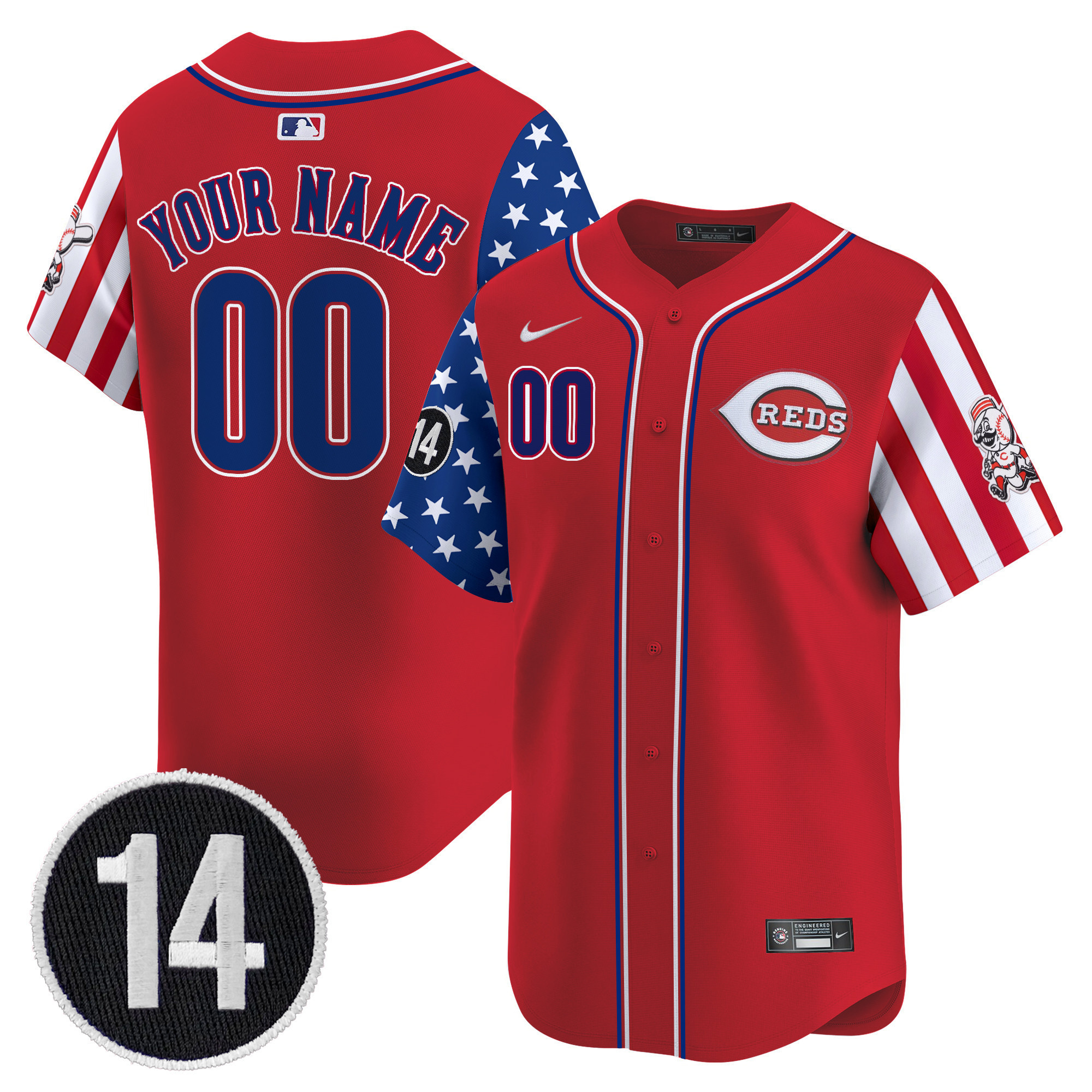 Cincinnati Reds 2025 Independence Day Vapor Premier Limited Custom Jersey  Pete Rose Patch  All Stitched