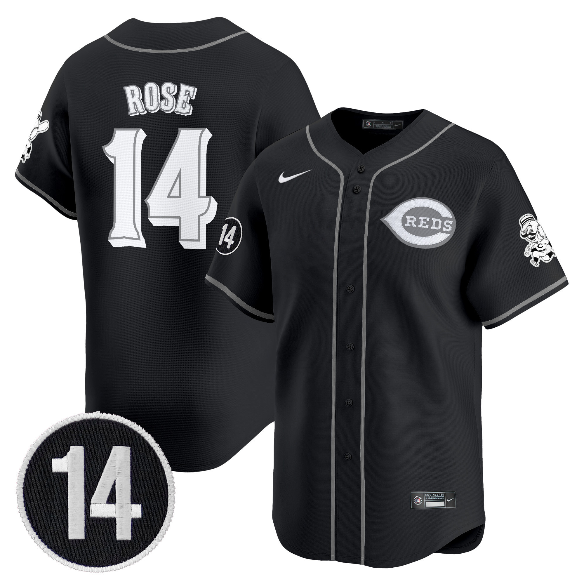 Cincinnati Reds 2025 Lights Out Vapor Premier Limited Jersey  Pete Rose Patch  All Stitched