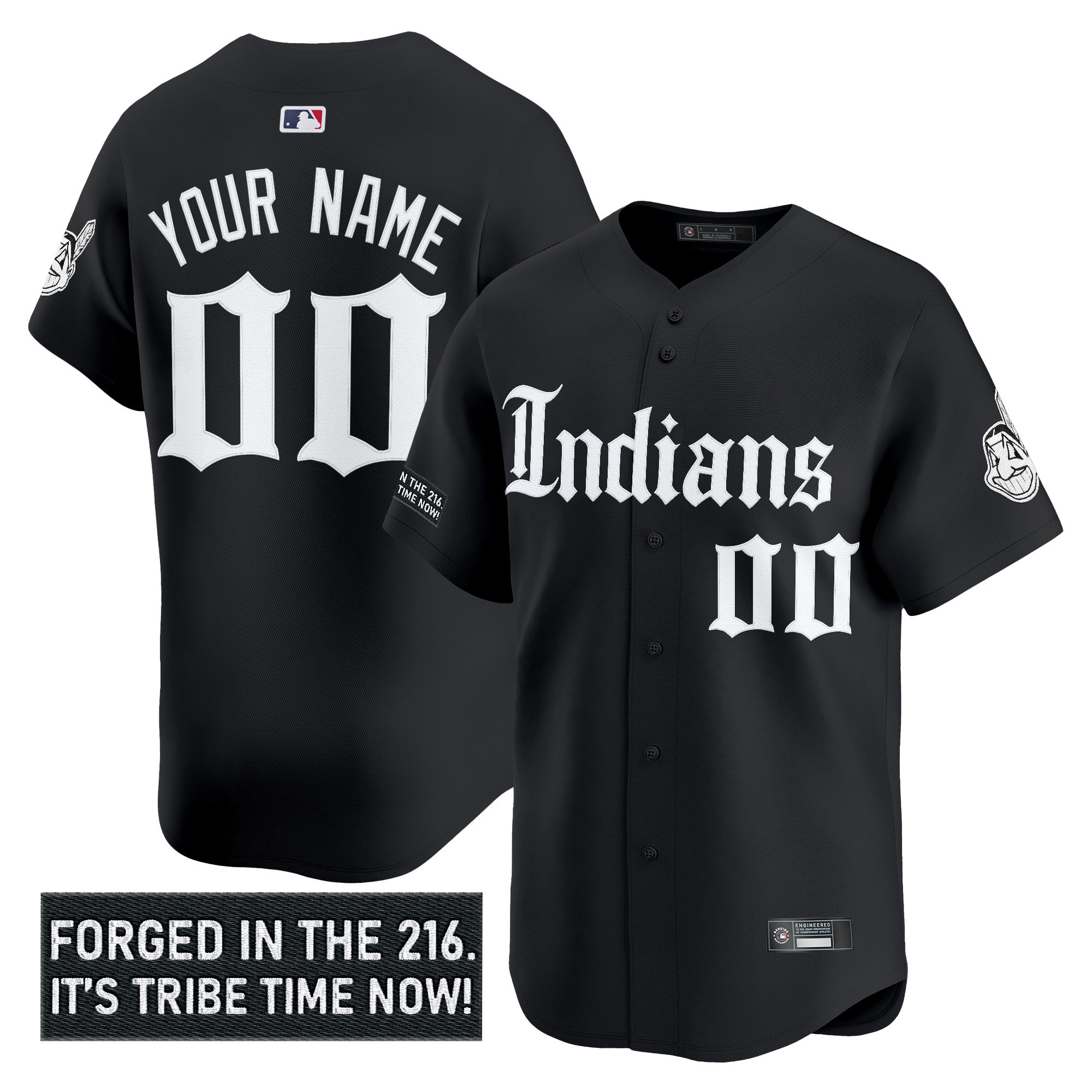 Cleveland Indians Gothic Iron Edition Vapor Premier Limited Custom Jersey V2  All Stitched