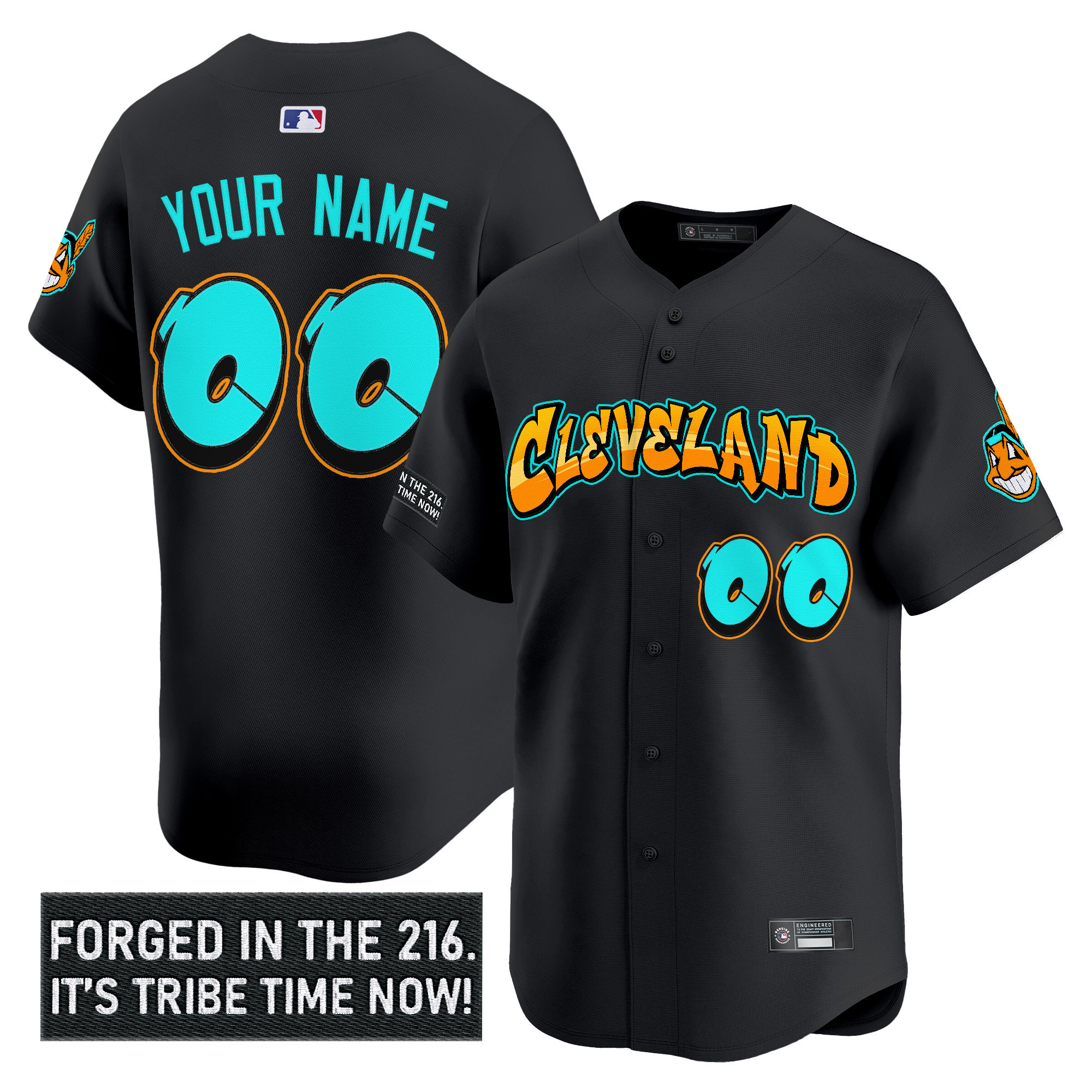Cleveland Indians Graffiti 216 Ink Edition Vapor Premier Limited Custom Jersey  All Stitched