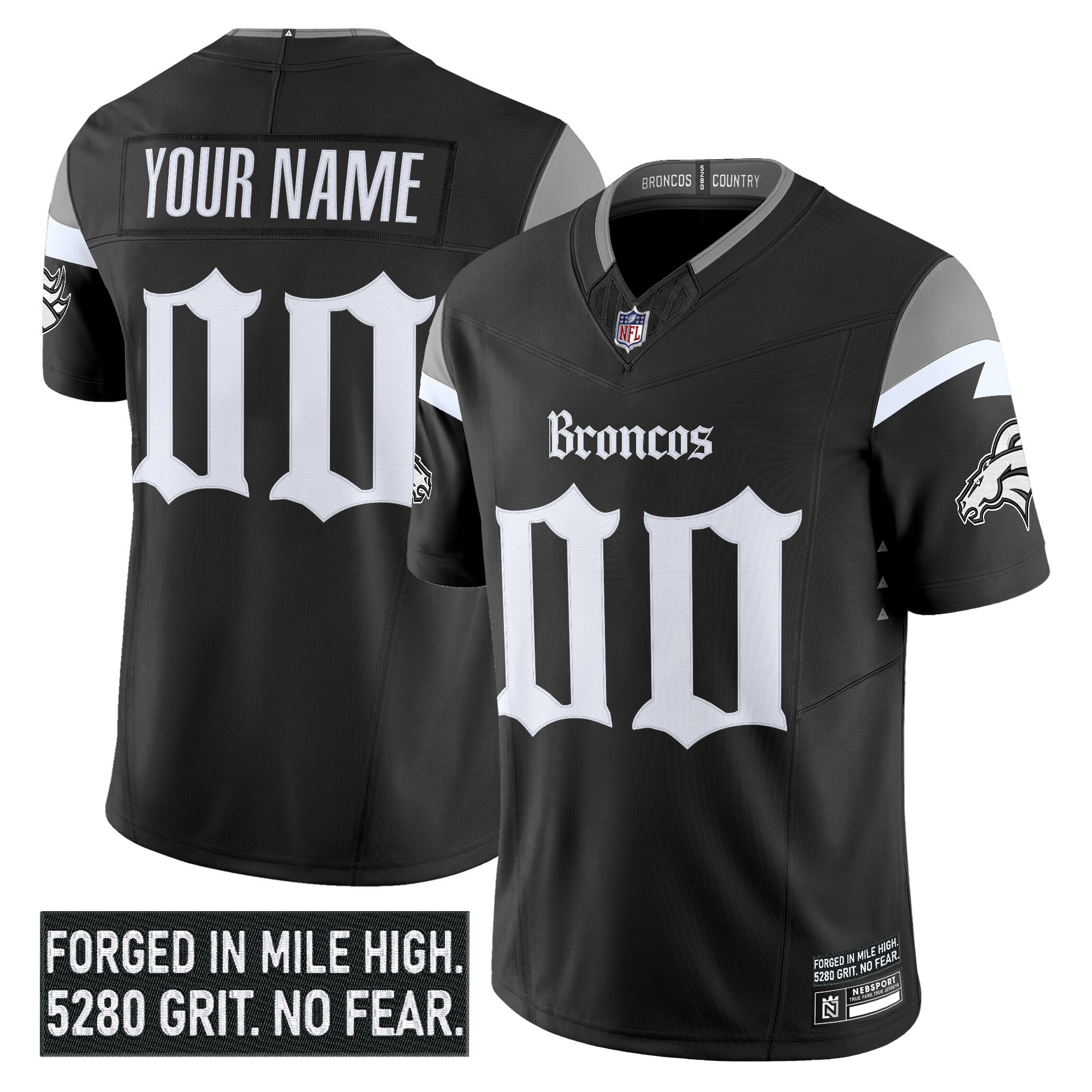 Denver Broncos Gothic Mile High Shadows Edition Vapor Limited Custom Jersey  All Stitched