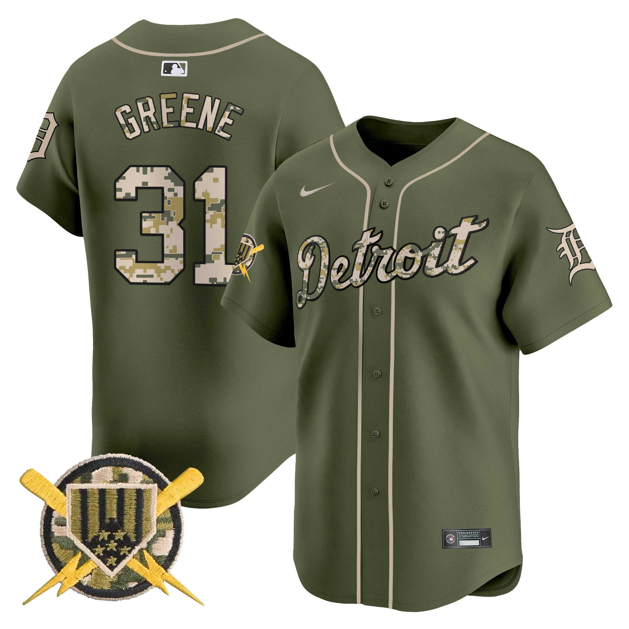 Detroit Tigers Armed Forces Day Vapor Premier Limited Jersey  All Stitched