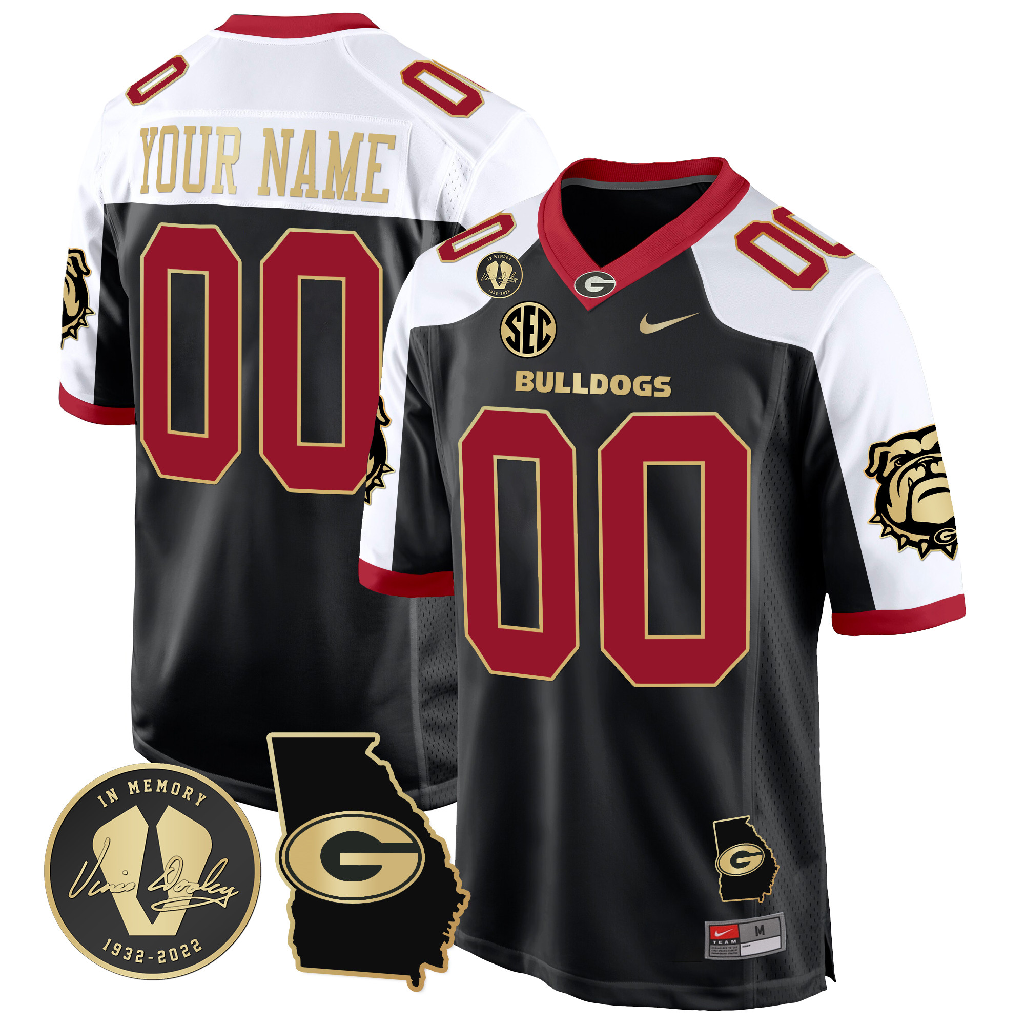 Georgia Bulldogs 2024 Georgia Map Patch Game Custom Jersey All Stitched