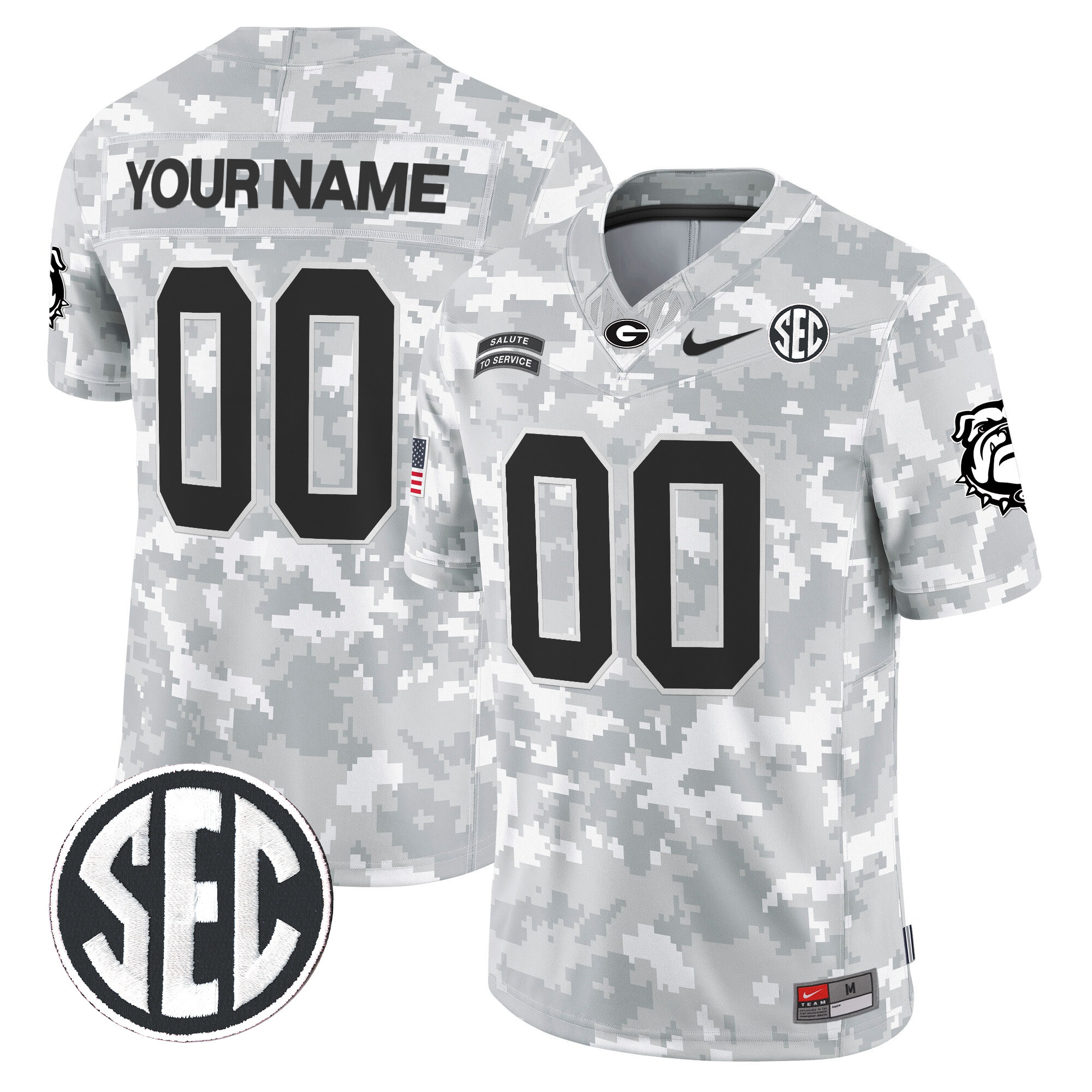 Georgia Bulldogs 2024 Salute to Service Vapor Limited Custom Jersey Arctic Camo All Stitched