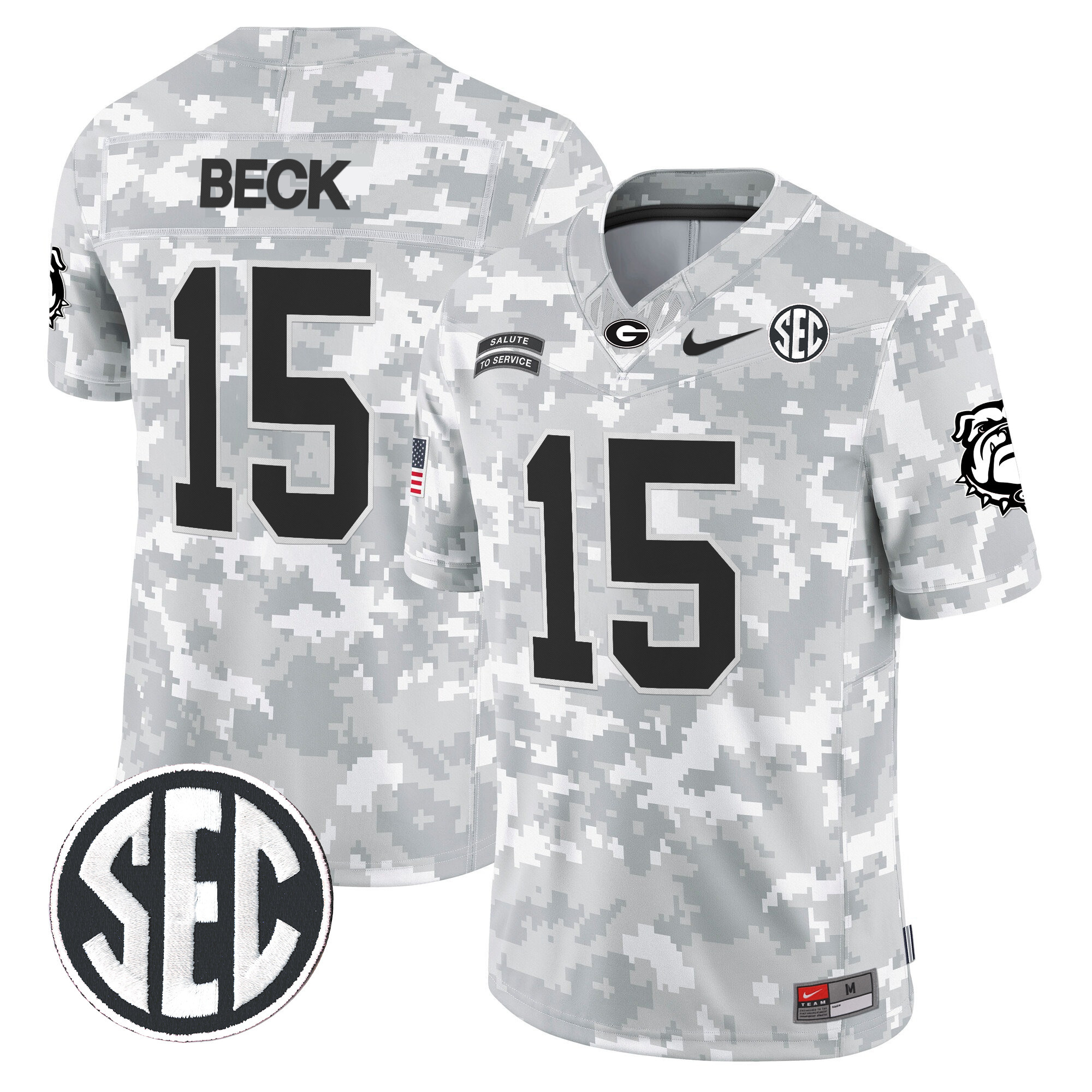 Georgia Bulldogs 2024 Salute to Service Vapor Limited Jersey Arctic Camo All Stitched
