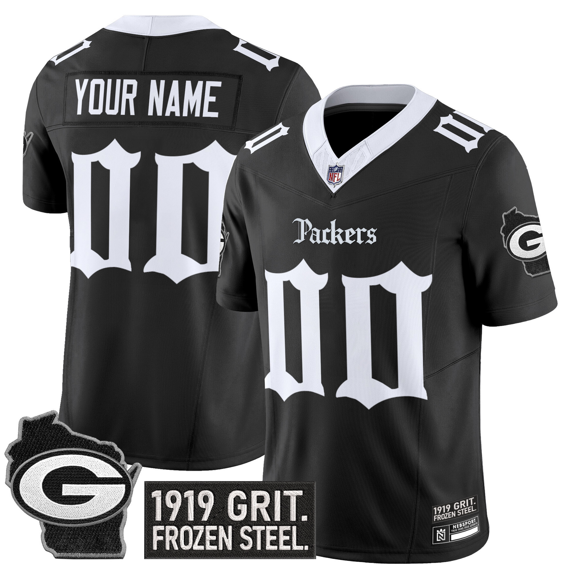 Green Bay Packers Gothic Frozen Tundra Edition Vapor Limited Custom Jersey  All Stitched