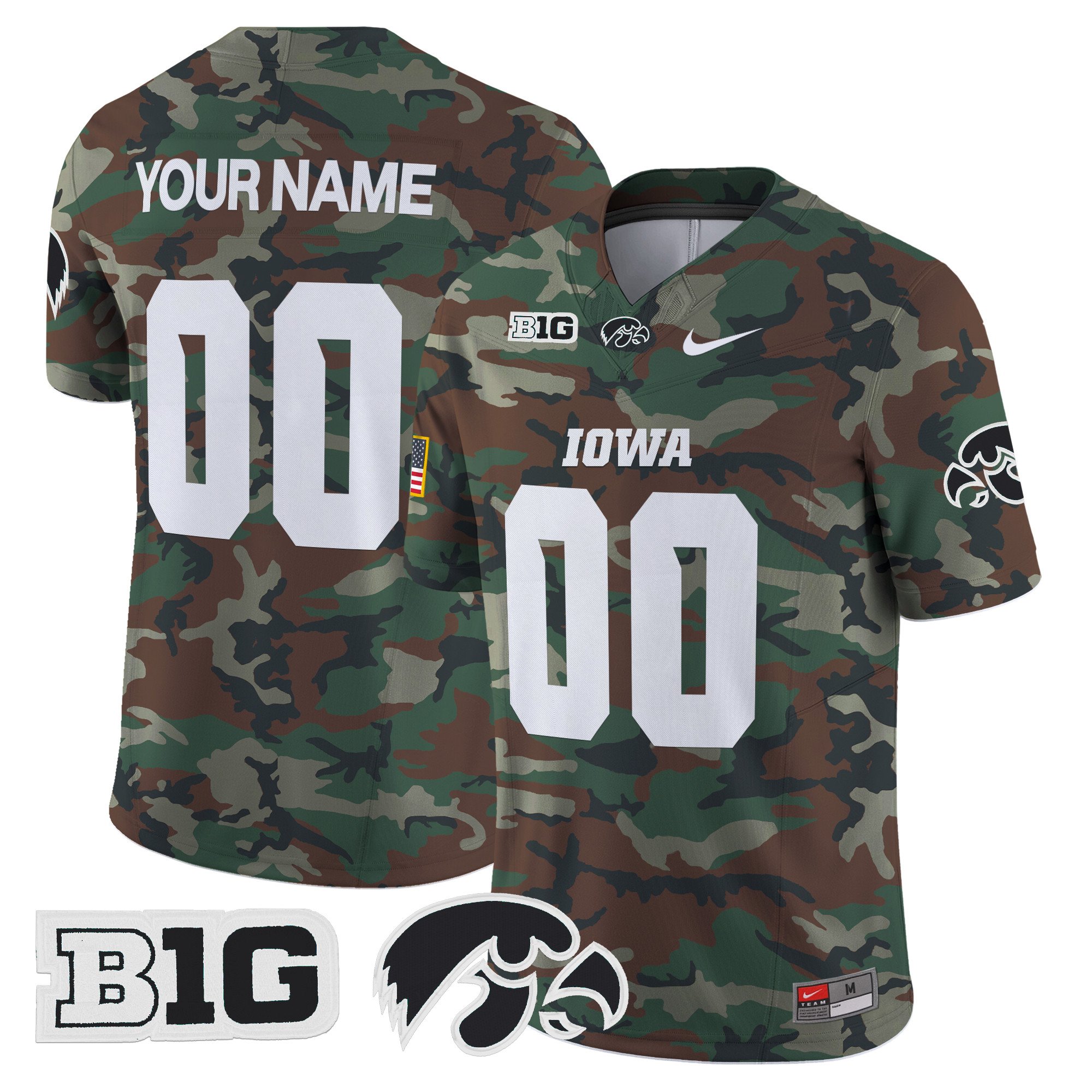 Iowa Hawkeyes 2024 Military Vapor Limited Custom Jersey All Stitched