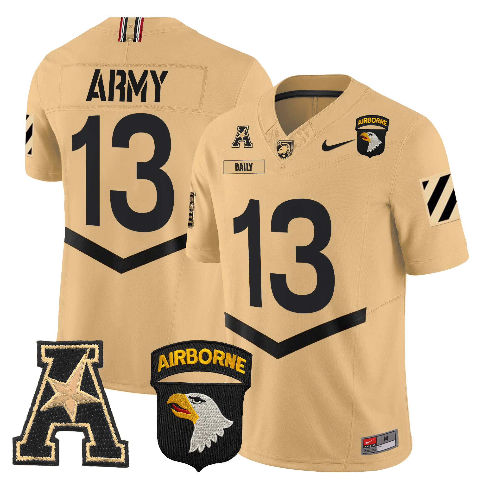 Men's Army Black Knights 101st Airborne Division Patch 2024 Vapor Limited Jersey V3 All Stitched