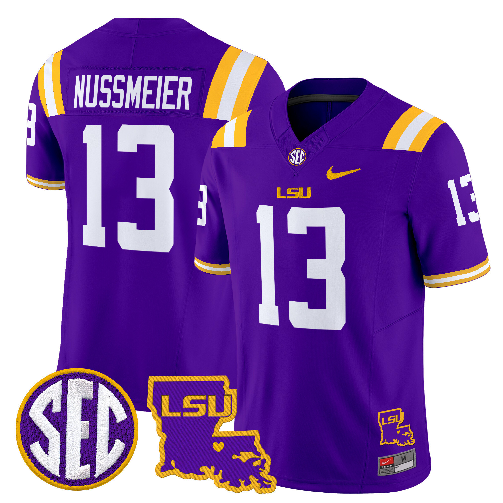 Mens LSU Tigers 2025 Louisiana Patch Vapor Limited Jersey  All Stitched