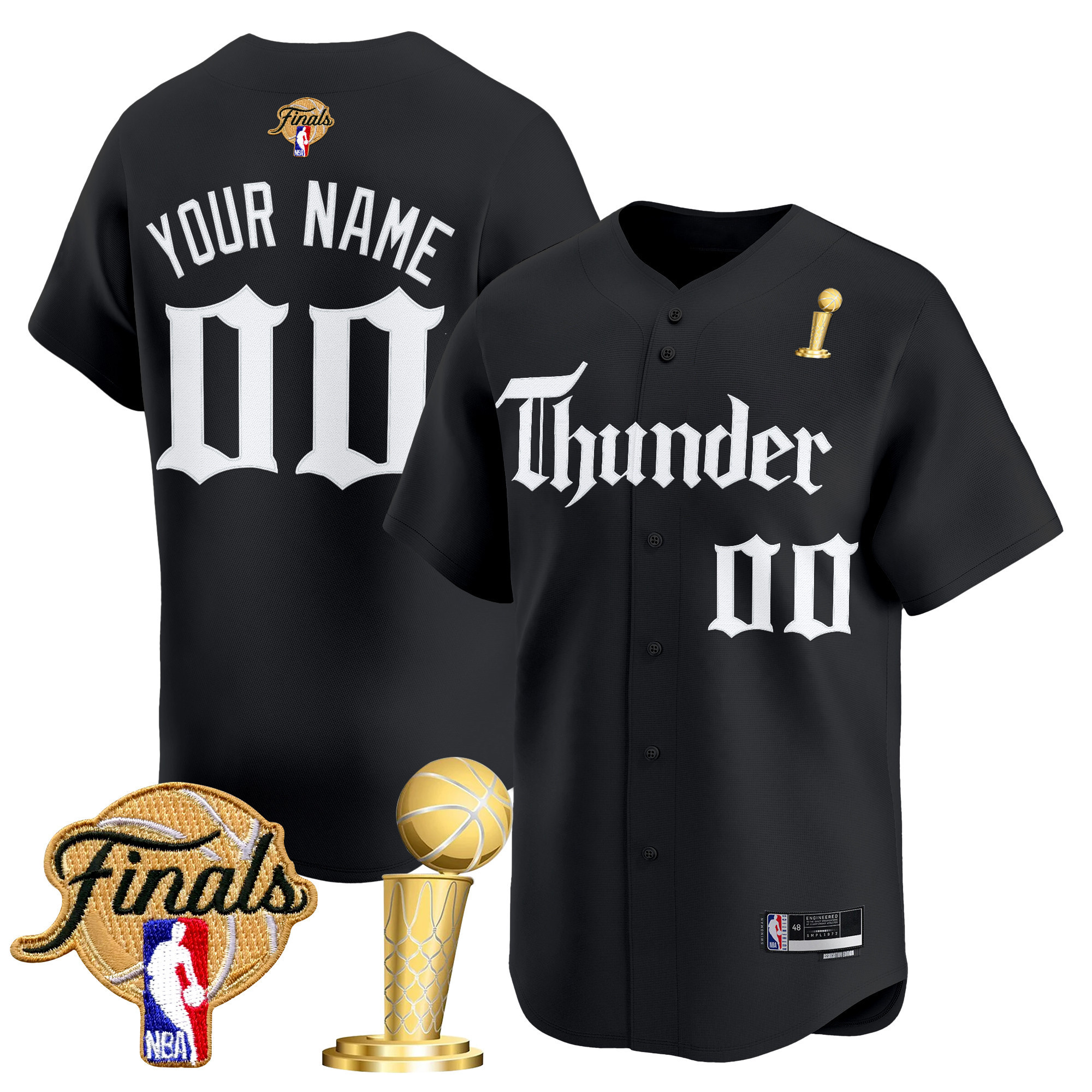 Oklahoma City Thunder Gothic Storm Edition 2025 Champions Vapor Baseball Custom Jersey  All Stitched