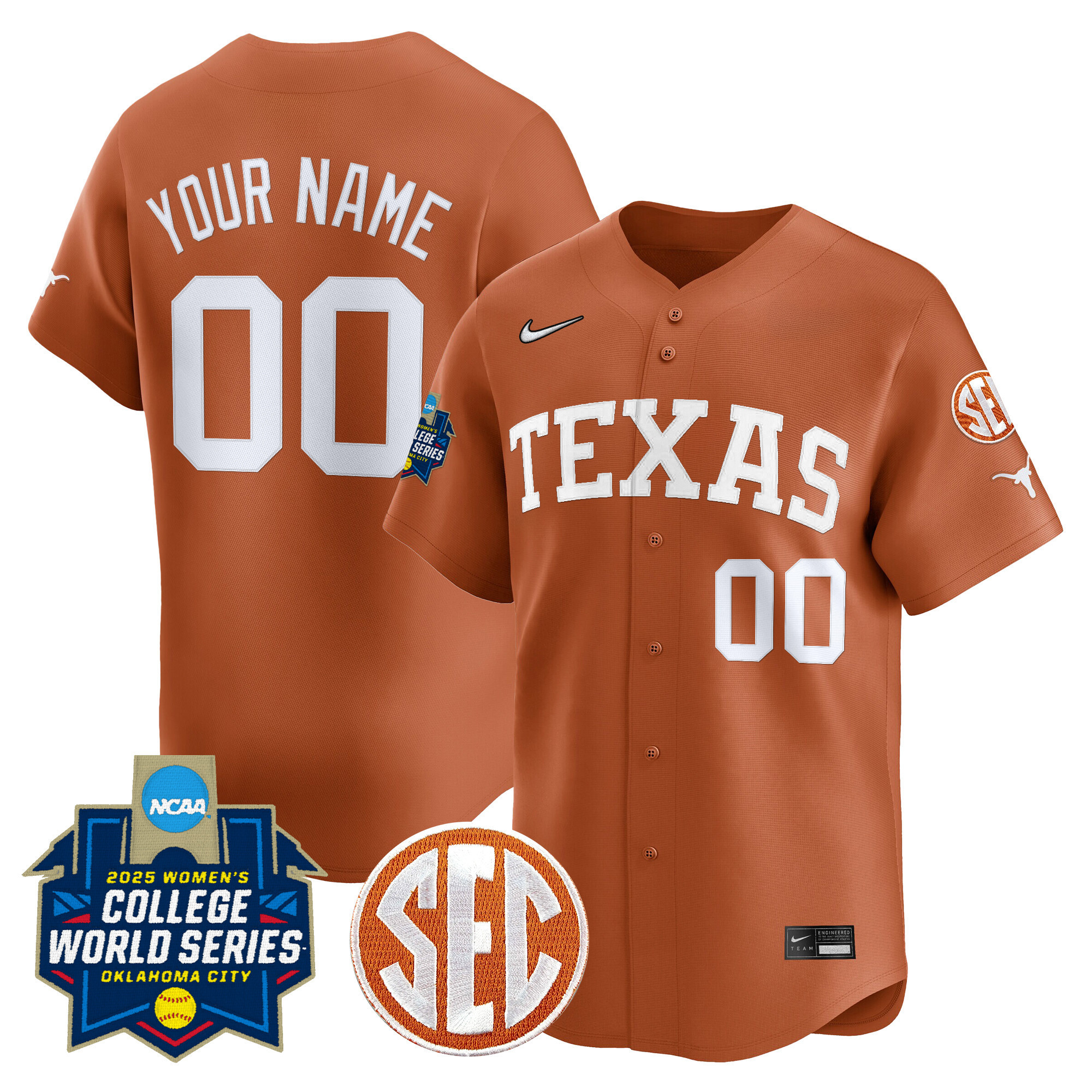 Texas Longhorns Softball 2025 World Series (WCWS) Vapor Premier Limited Custom Jersey  All Stitched