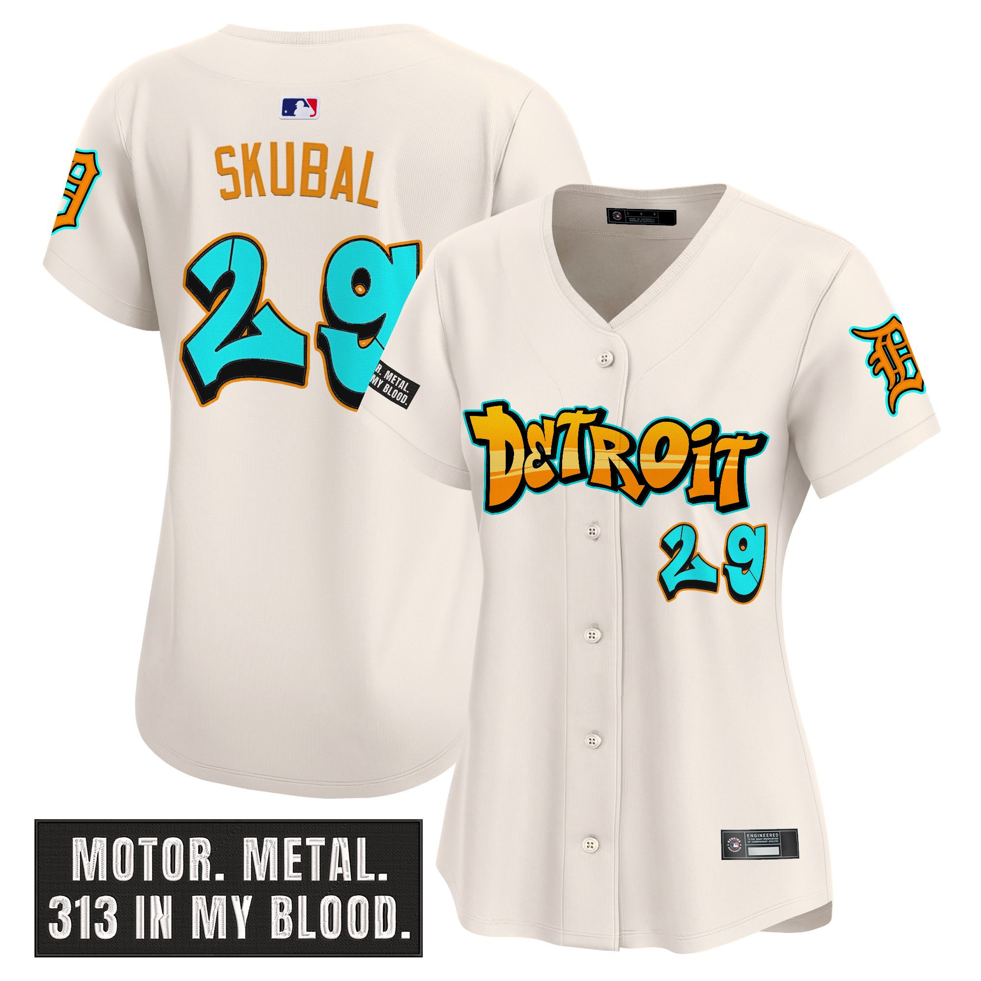 Womens Detroit Tigers Graffiti Motor City Edition Vapor Premier Limited Jersey  All Stitched