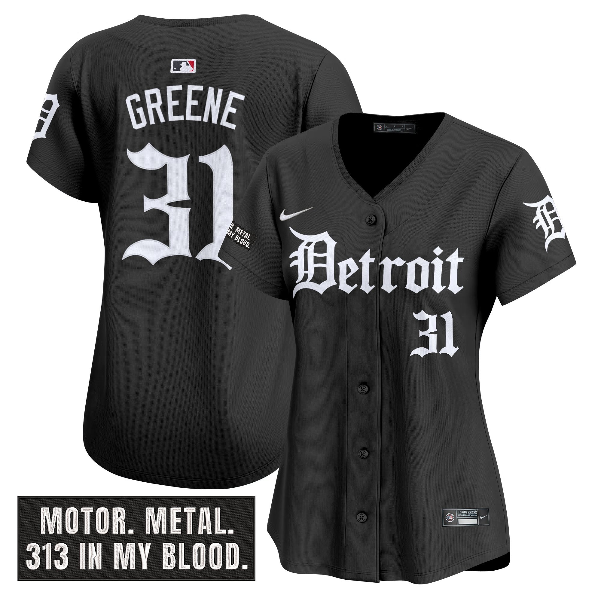 Womens Detroit Tigers Motor Gothic Edition Vapor Premier Limited Jersey  All Stitched