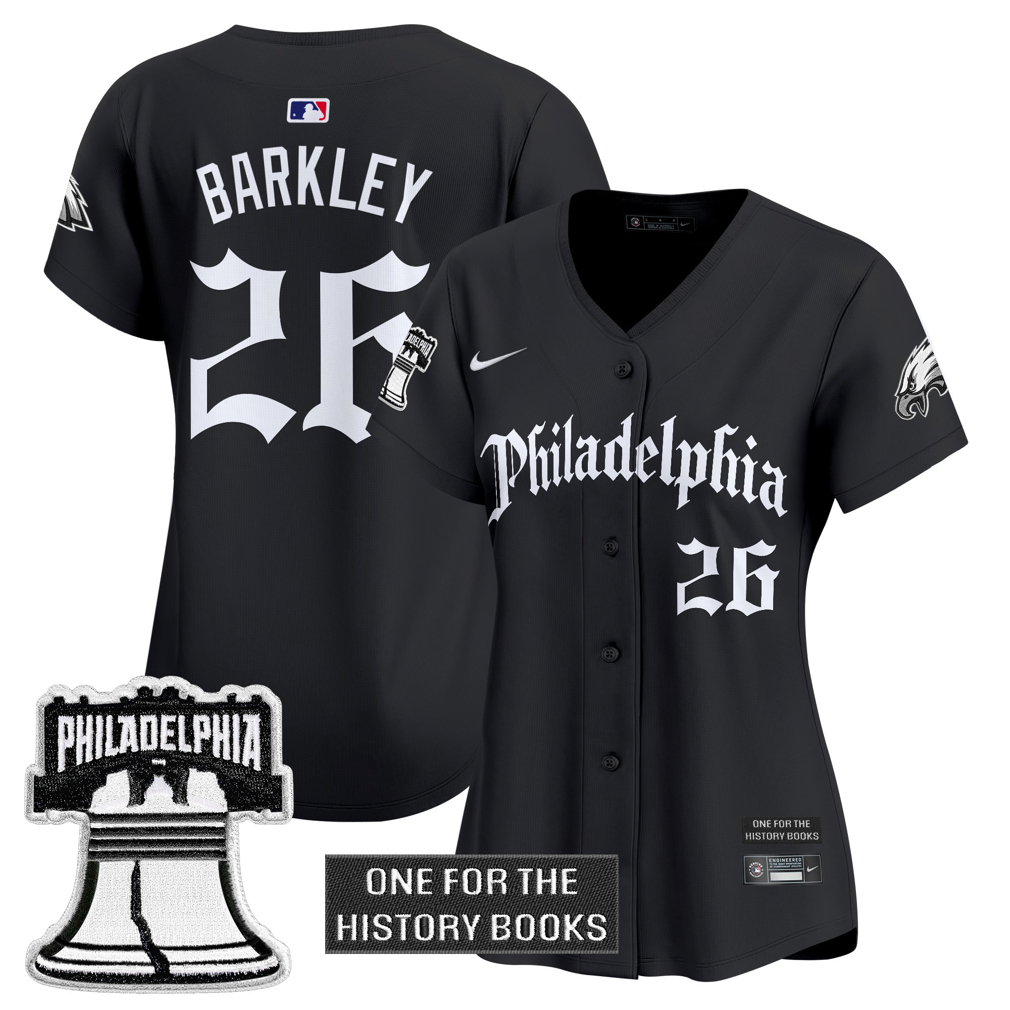 Womens Eagles Retro Newspaper Edition Vapor Baseball Jersey  All Stitched