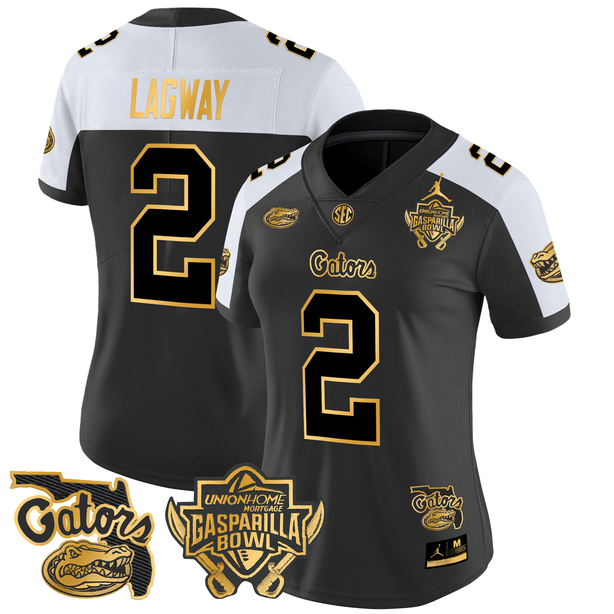 Women's Florida Gators 2024 Gasparilla Bowl Patch Gold Vapor Limited Jersey All Stitched