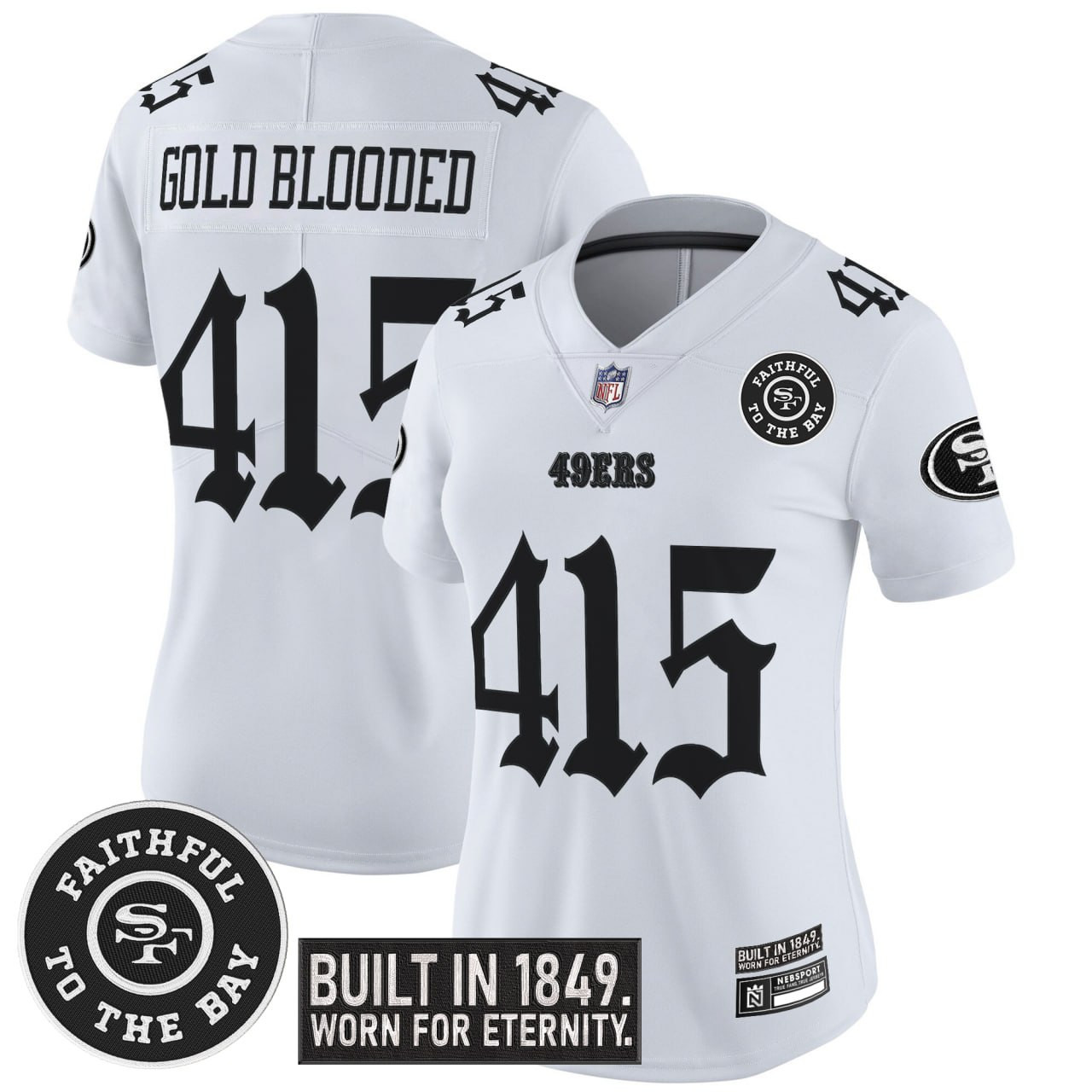 Womens Gold Blooded 415 San Francisco 49ers Fog City Gothic Edition Vapor Limited Jersey  All Stitched