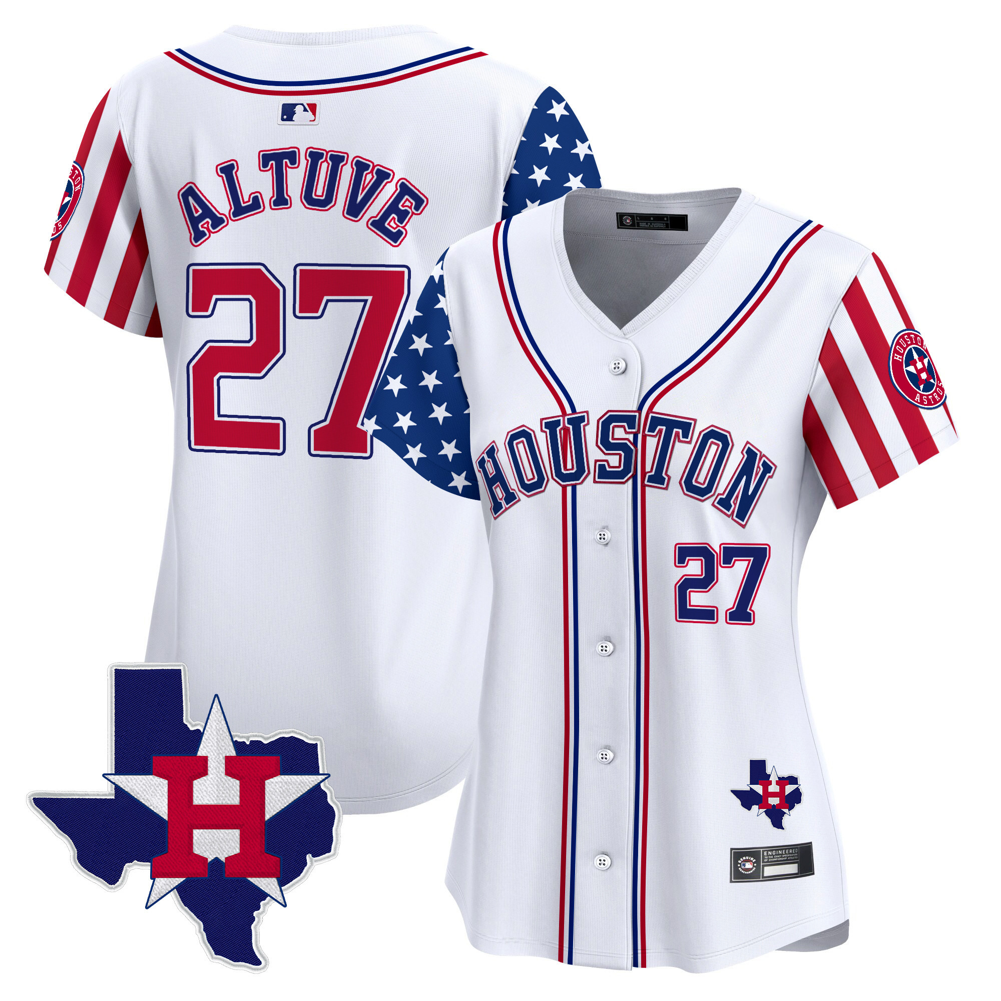 Womens Houston Astros 2025 Independence Day Vapor Premier Limited Jersey V2  All Stitched