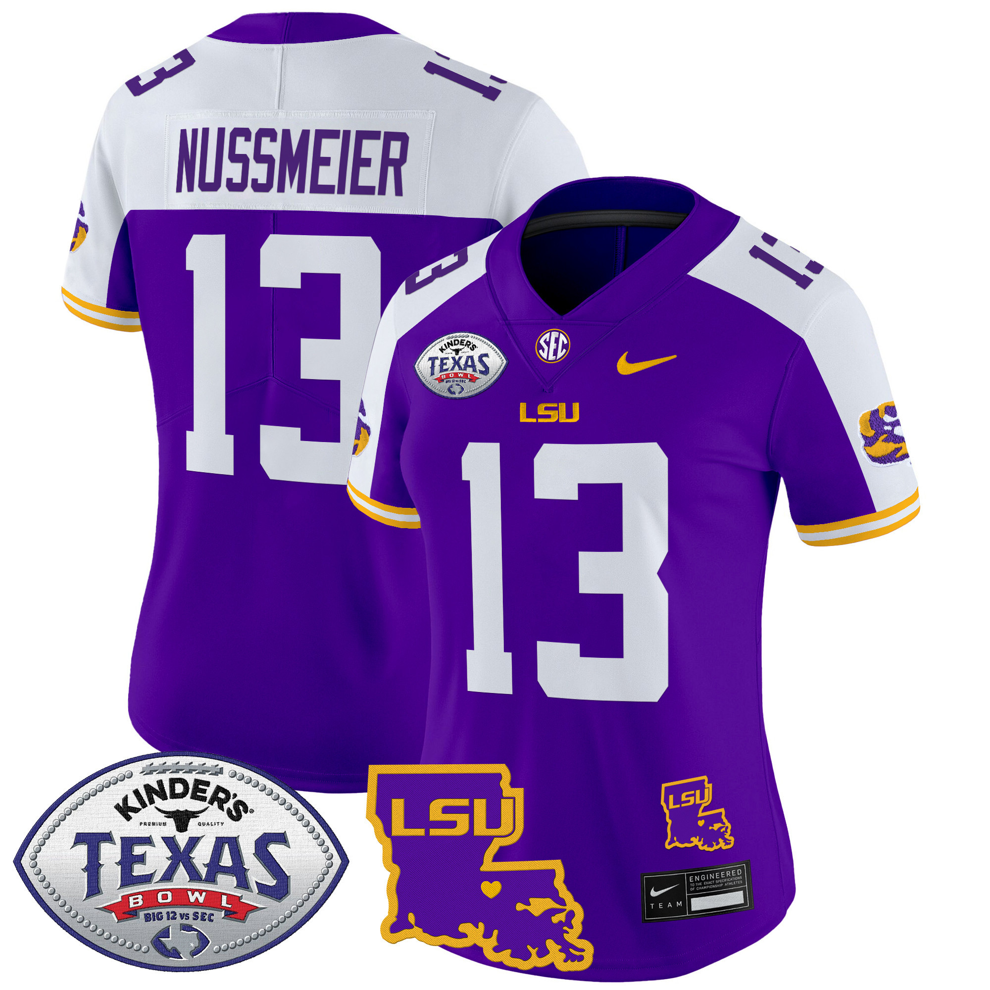 Women's LSU Tigers 2024 Texas Bowl Patch Vapor Limited Jersey All Stitched