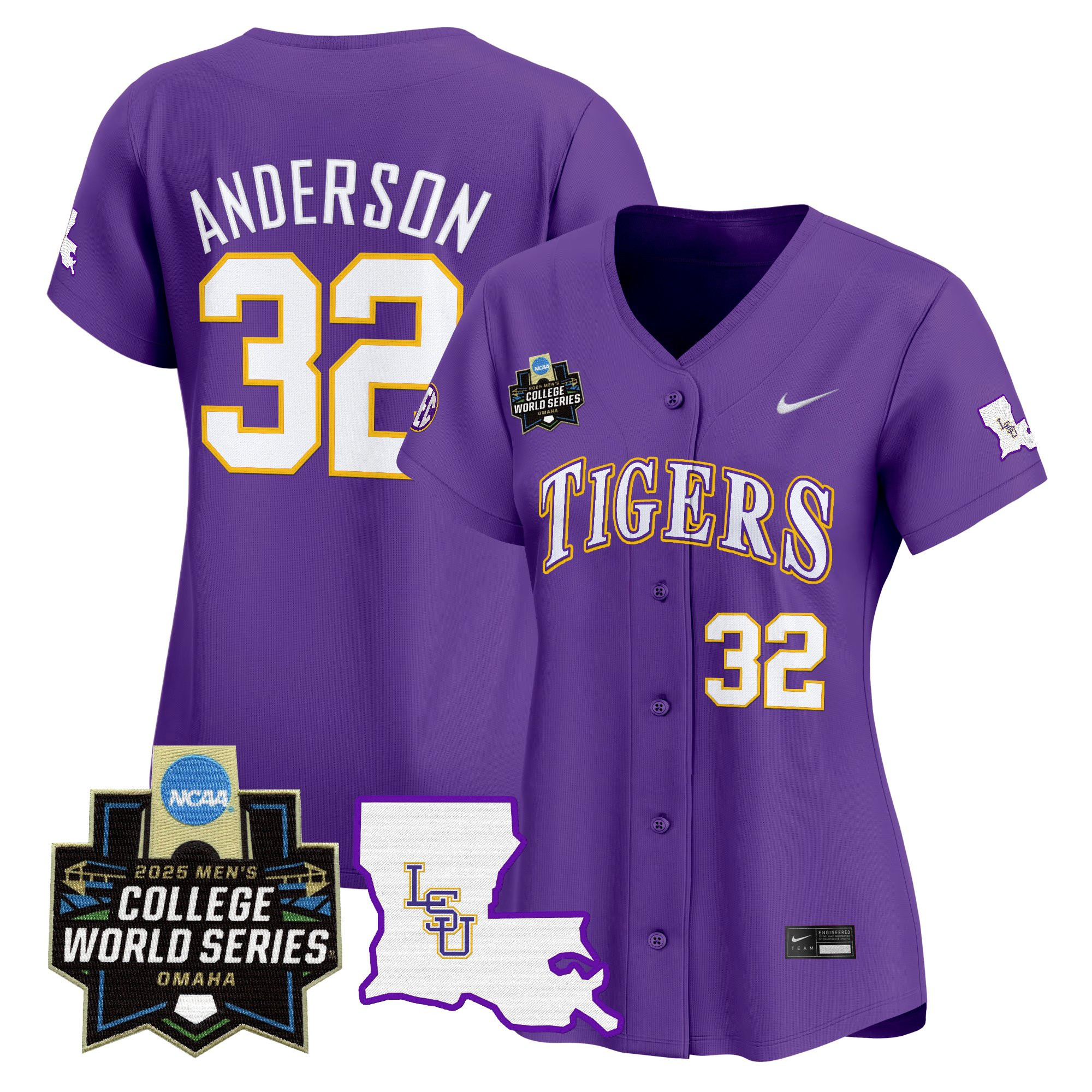 Womens LSU Tigers 2025 World Series Vapor Premier Limited Jersey  All Stitched