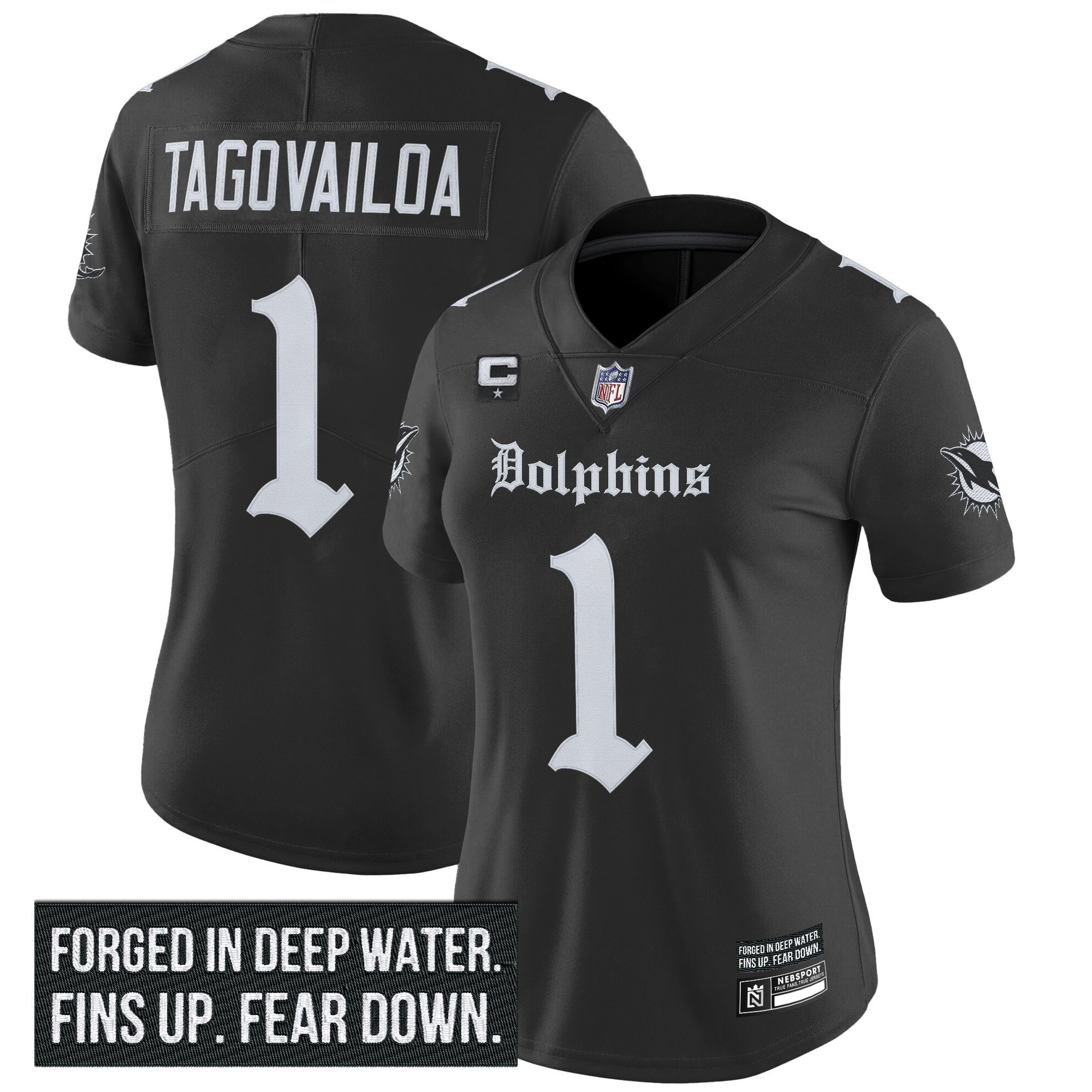 Womens Miami Dolphins Gothic Deep Water Edition Vapor Limited Jersey  All Stitched