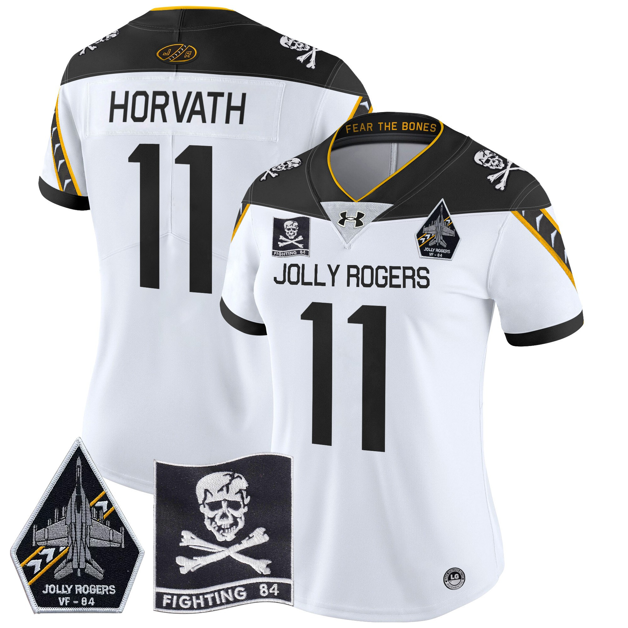 Women's Navy Midshipmen 2024 Jolly Rogers VF-84 Patch Vapor Limited Jersey All Stitched