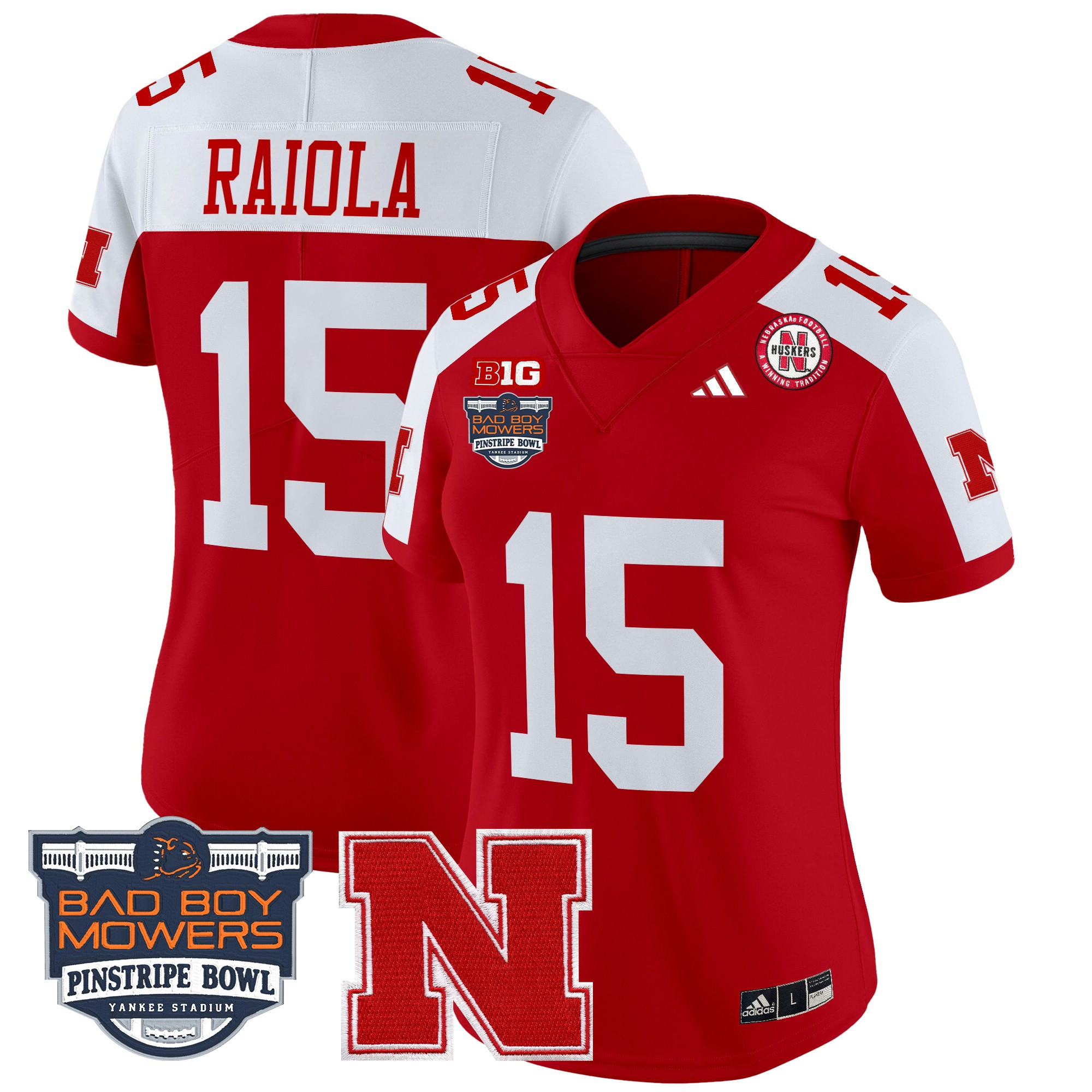 Women's Nebraska Cornhuskers 2025 Pinstripe Bowl Patch Vapor Limited Jersey All Stitched