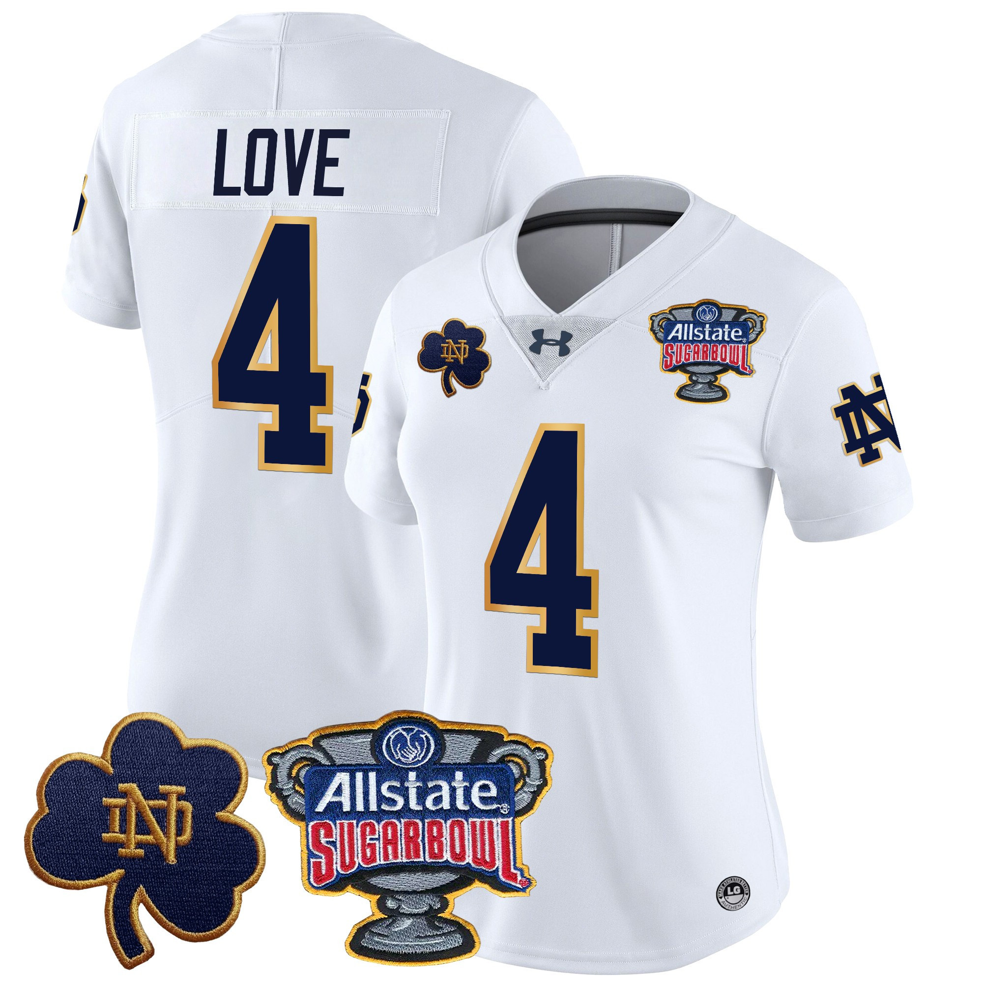 Women's Notre Dame Fighting Irish 2024 Sugar Bowl Patch Vapor Limited Jersey V2 All Stitched
