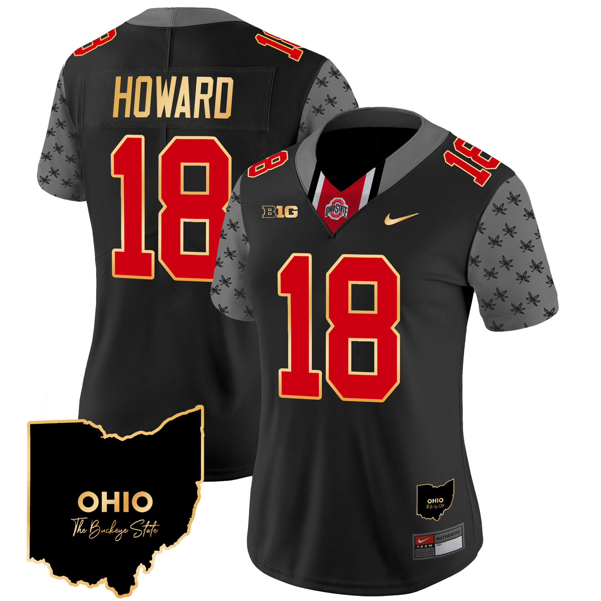 Women's Ohio State Buckeyes 2024 Home Patch Gold Trim Vapor Limited Jersey V2 All Stitched