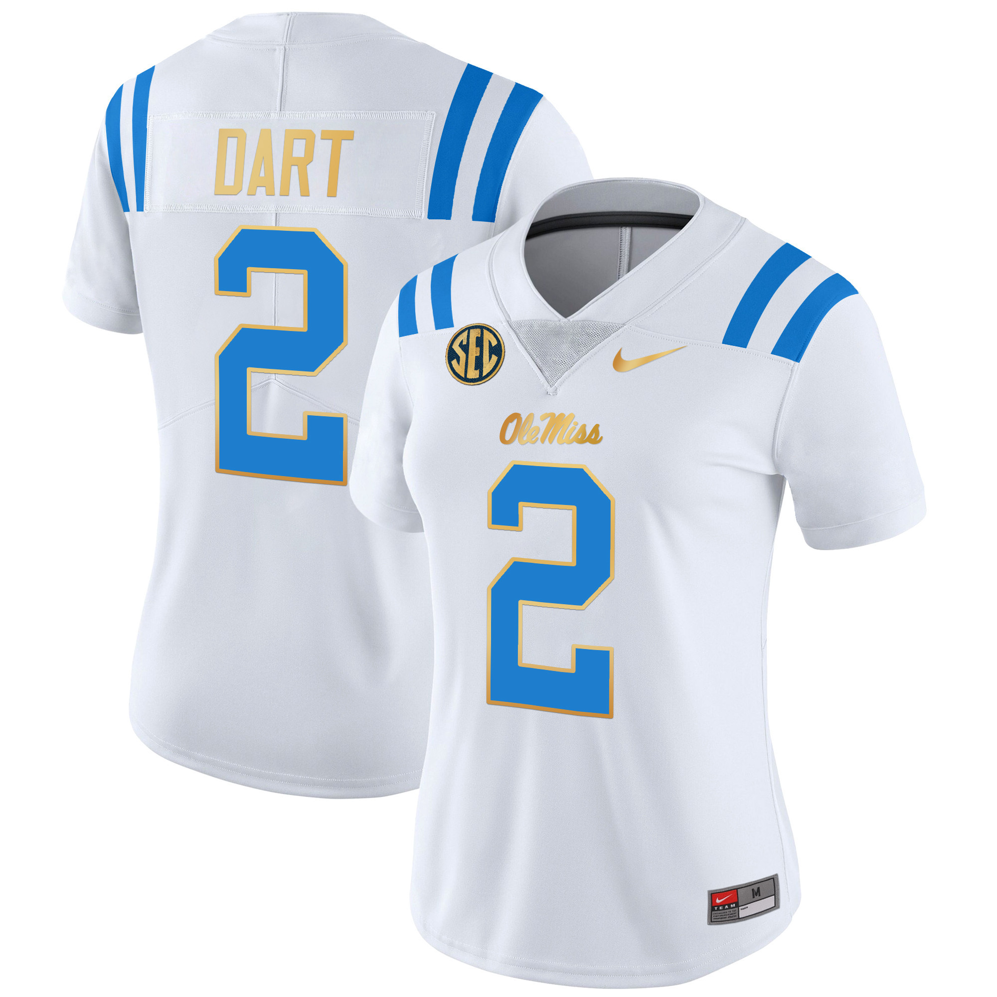 Women's Ole Miss Rebels 2024 Gold Trim Vapor Limited Jersey All Stitched